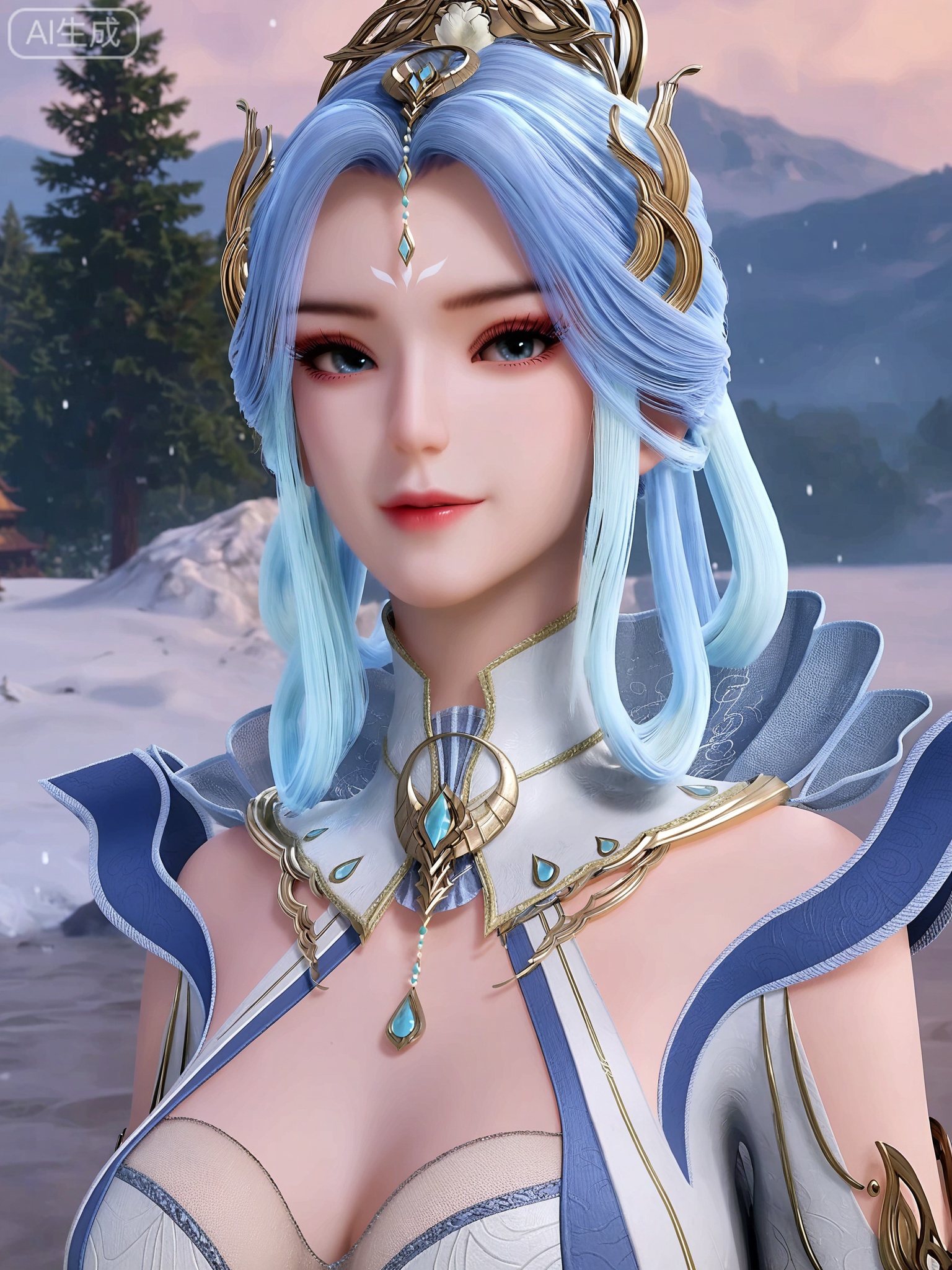 score_9,score_8_up,score_7_up,masterpiece,(best quality),(intricate details:0.9) BREAK (intricate details:0.9),(realistic skin:1.2),masterpiece,best quality,newest,absurdres,hiahres,1girl,jewelry,hair ornament,dress,necklace,lips,eyeshadow,bracelet,tassel,(8k ultra-clear, pony style),photo pose 0.6, micro-expression: soft smile 0.3, half-body + medium shot 0.7,1girl,looking_at_viewer,1boy,hair,realistic,photorealistic,Vivid Colors,bright environment,shiny skin,shiny hairjewelry,detail eyes,Eyes highlights,glowing,sunshine,bright,reflection,bright,sunshine on face,shiny,shinny,petite,thin,leg slimming,lose weight,slim hips,lakeside,delicate water,reflection,(full body:1.3)sitting_down,eyelashes,snow,Winter,Snowy landscape,Snow accumulation,Christmas tree,(huge breasts:1),