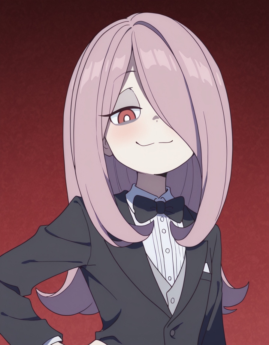looking at viewer,  smug sucylwa,  hair over one eye on Tensor.Art