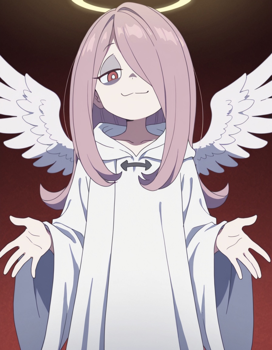looking at viewer,  smug sucylwa,  hair over one eye on Tensor.Art