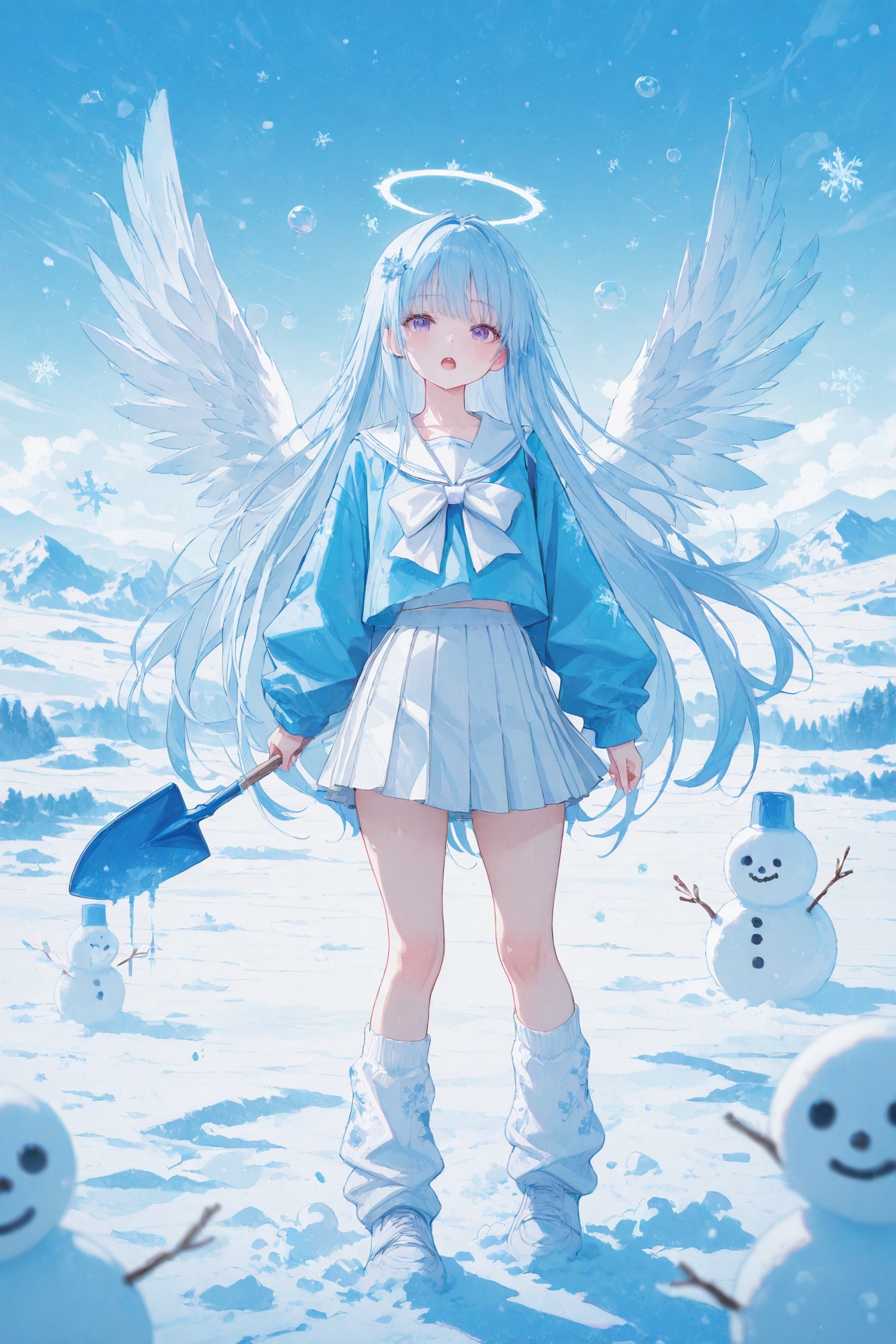1girl,  solo,  holding shovel on Tensor.Art