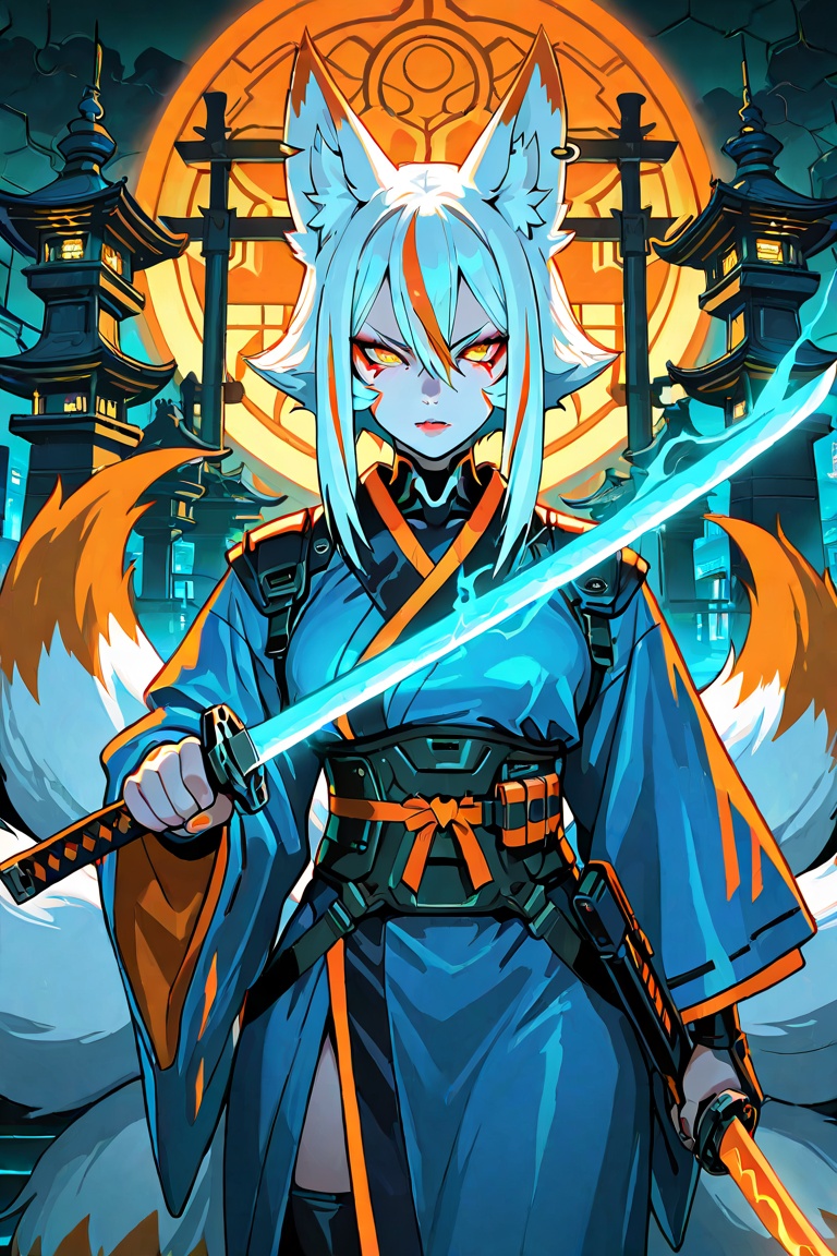 masterpiece,  best quality,  cyberpunk kitsune style on Tensor.Art