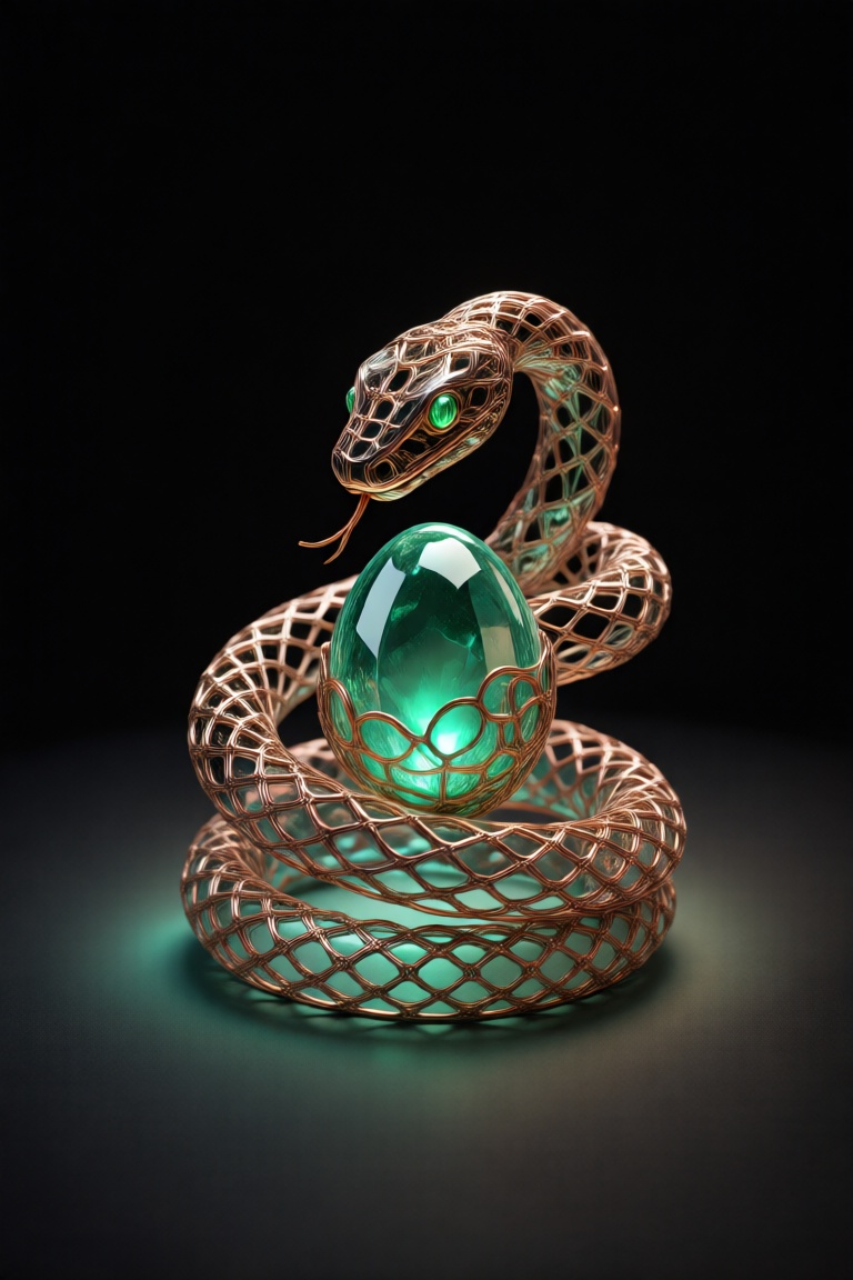 A surreal 3D ring made of a wire frame. The key element of the composition is a transparent ring shape,  made in the shape...