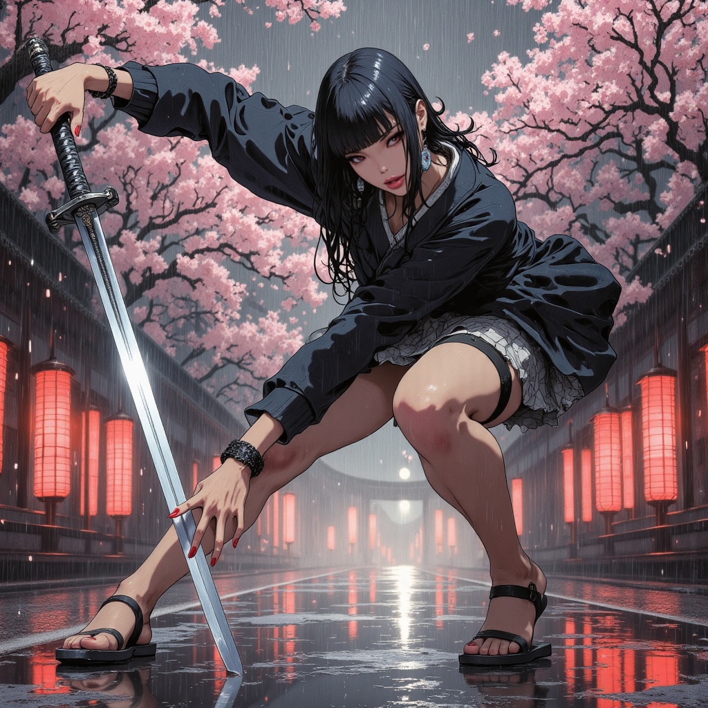 Create an ultra-detailed digital art masterpiece with a retro 90s aesthetic,  inspired by Yoshiaki Kawajiri,  Yutaka Minow...