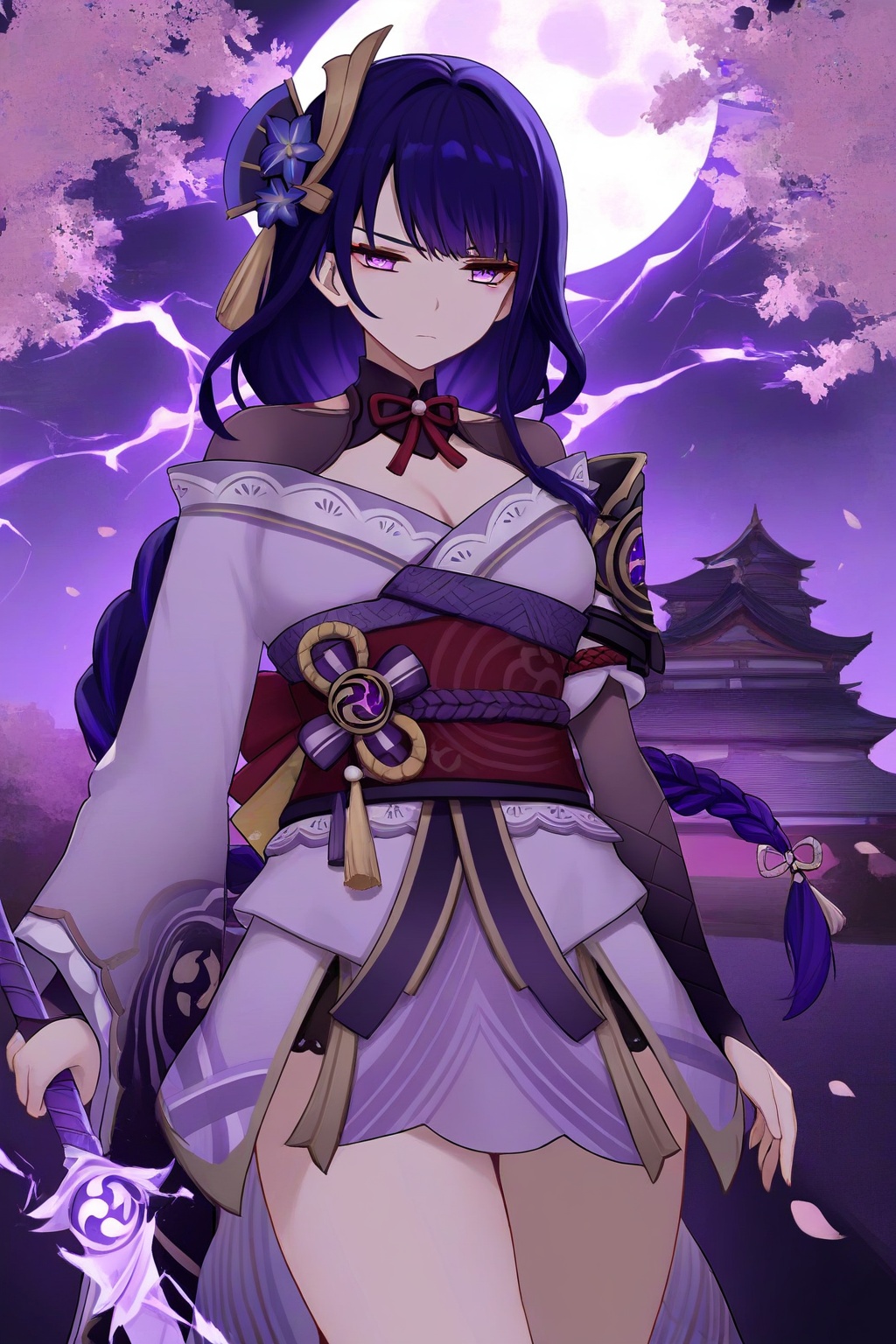 1girl,  solo,  raiden shogun on Tensor.Art
