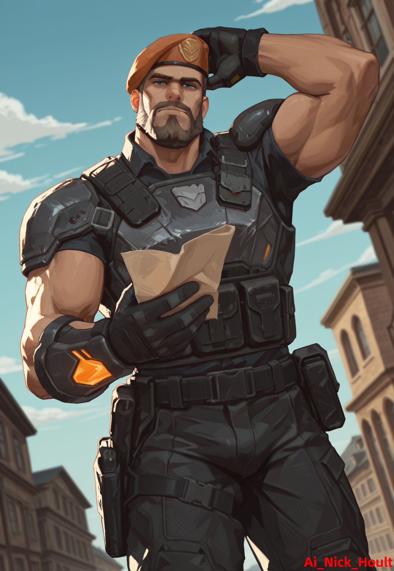 Brimstone,  blue eyes,  brown hair on Tensor.Art