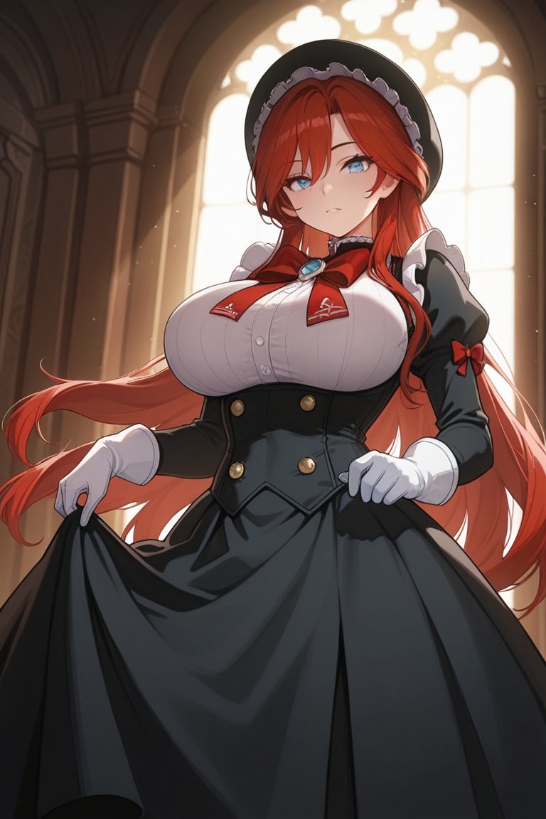 1girl,  solo,  red hair on Tensor.Art
