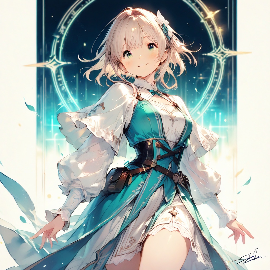 (signature stylish dress),  iconic smile,  perfectly balanced hair (heroine-like pose) (ultimate checkpoint cover backgrou...