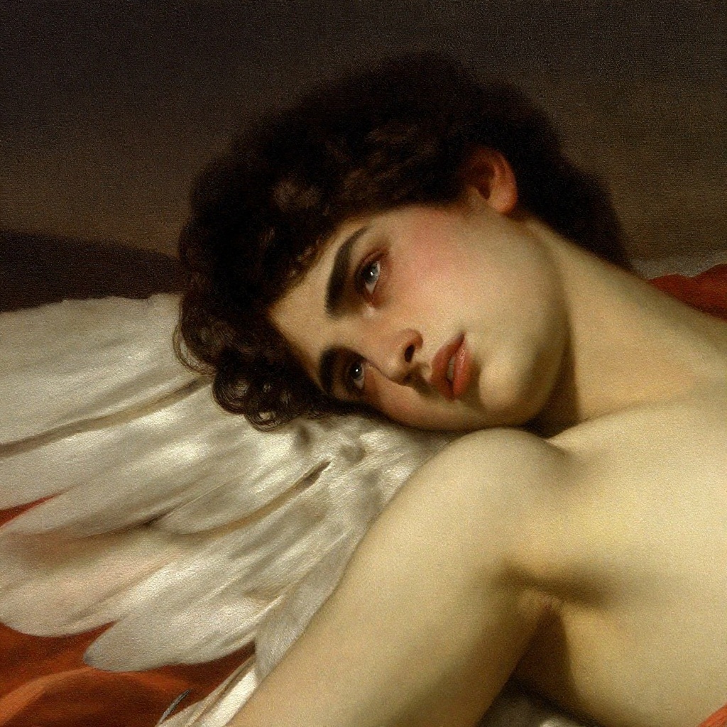 z-paint-style,  an eye close up of a fallen angel,  handsome and with an expression of hatred on Tensor.Art