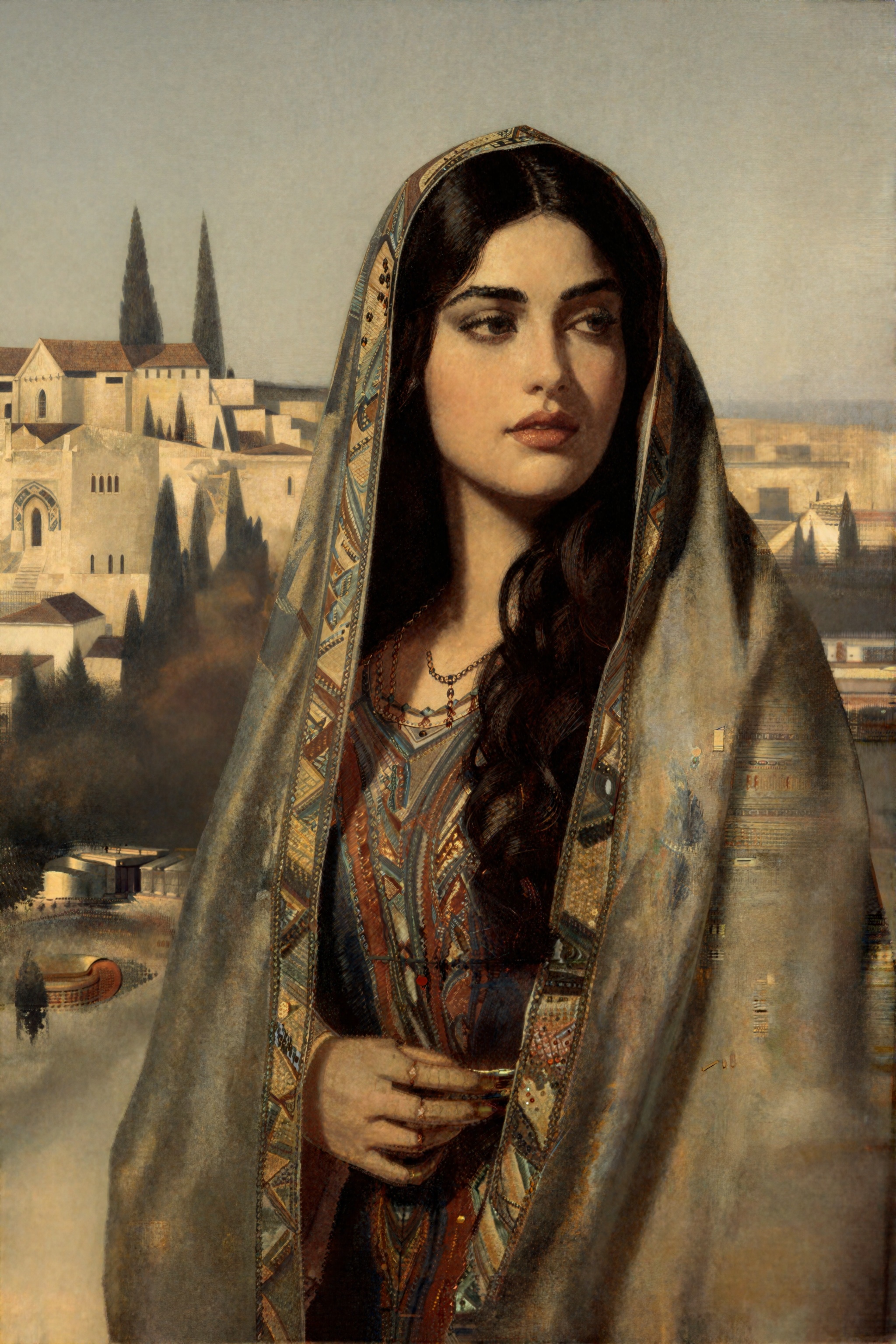 z-paint-style,  a portrait of a beautiful woman,  long wavy hair on Tensor.Art