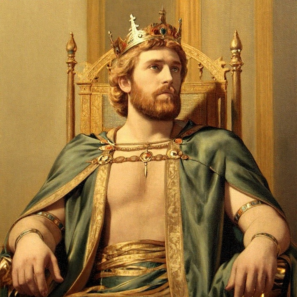 z-paint-style,  a king sitting on a throne,  he has blonde hair and a beard on Tensor.Art