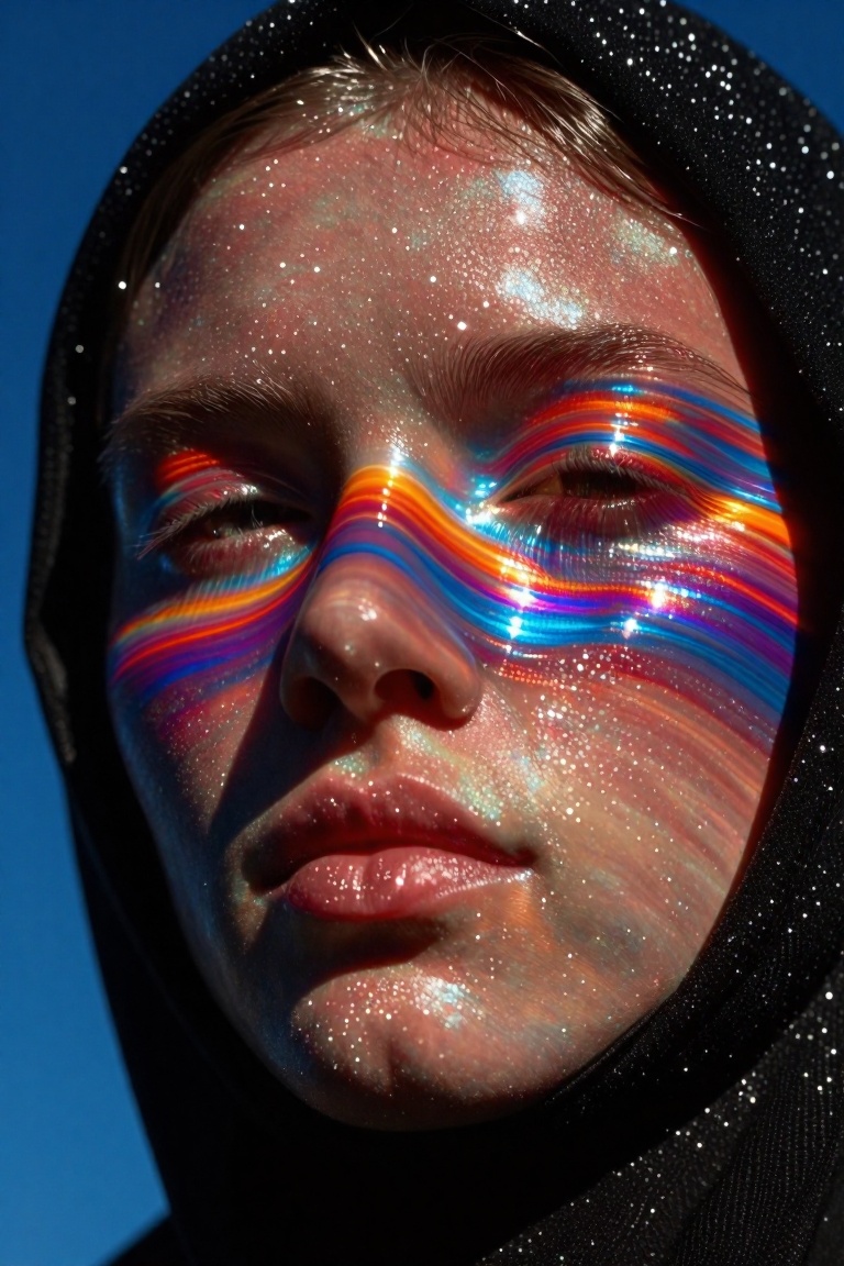 A close-up portrait shows a person’s lower face—nose,  lips,  and chin—emerging from a black on Tensor.Art