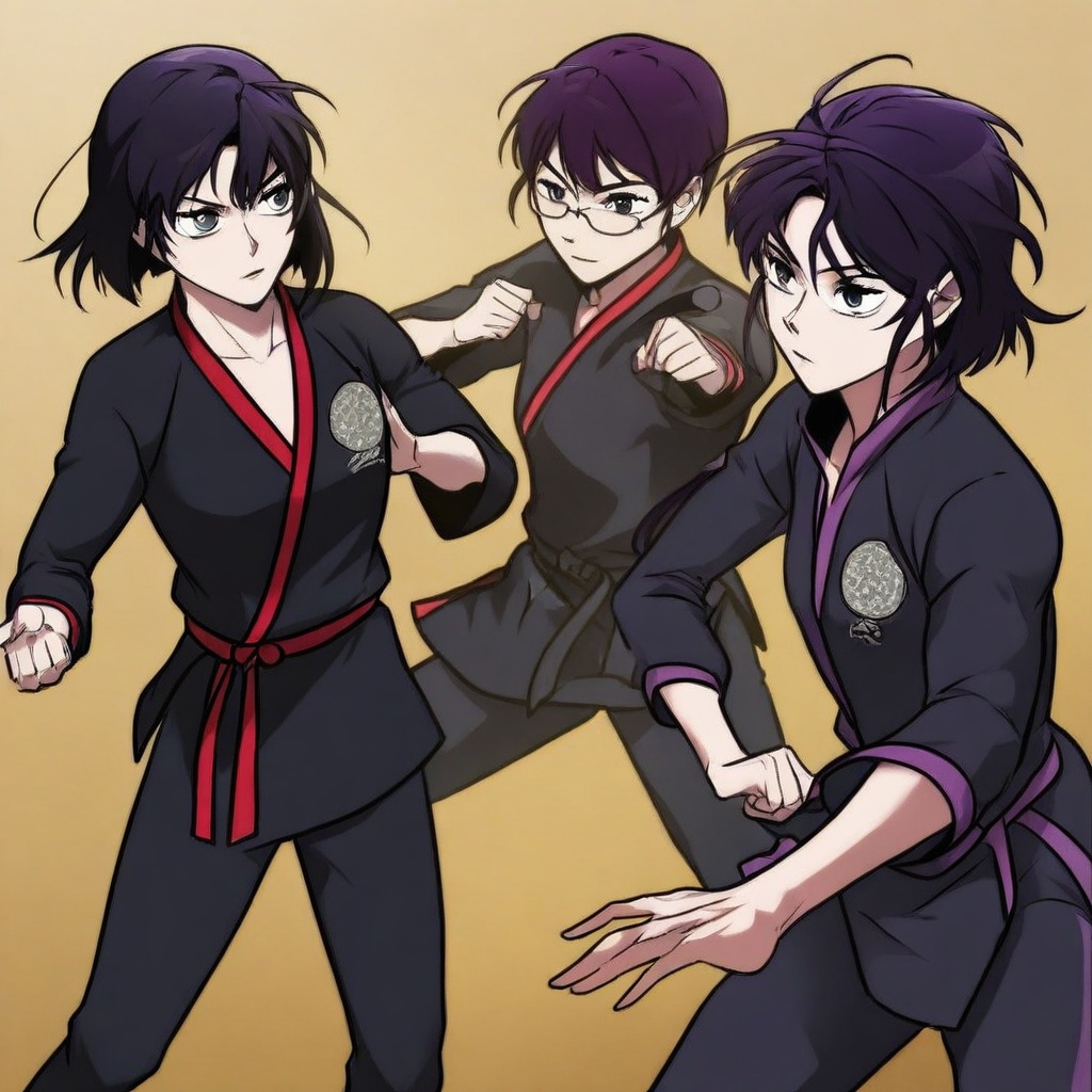short hair,  black hair,  purple hair on Tensor.Art