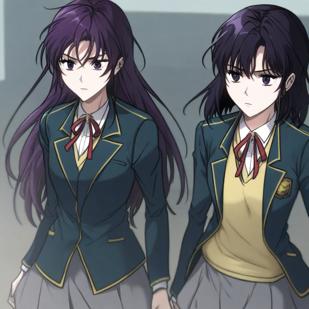 long hair,  black hair,  purple hair on Tensor.Art