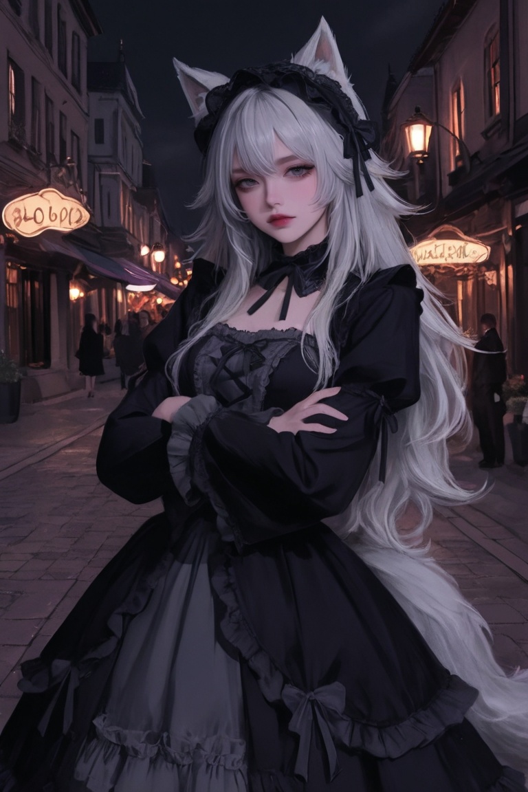 1girl,  solo,  wolf lolita girl on Tensor.Art