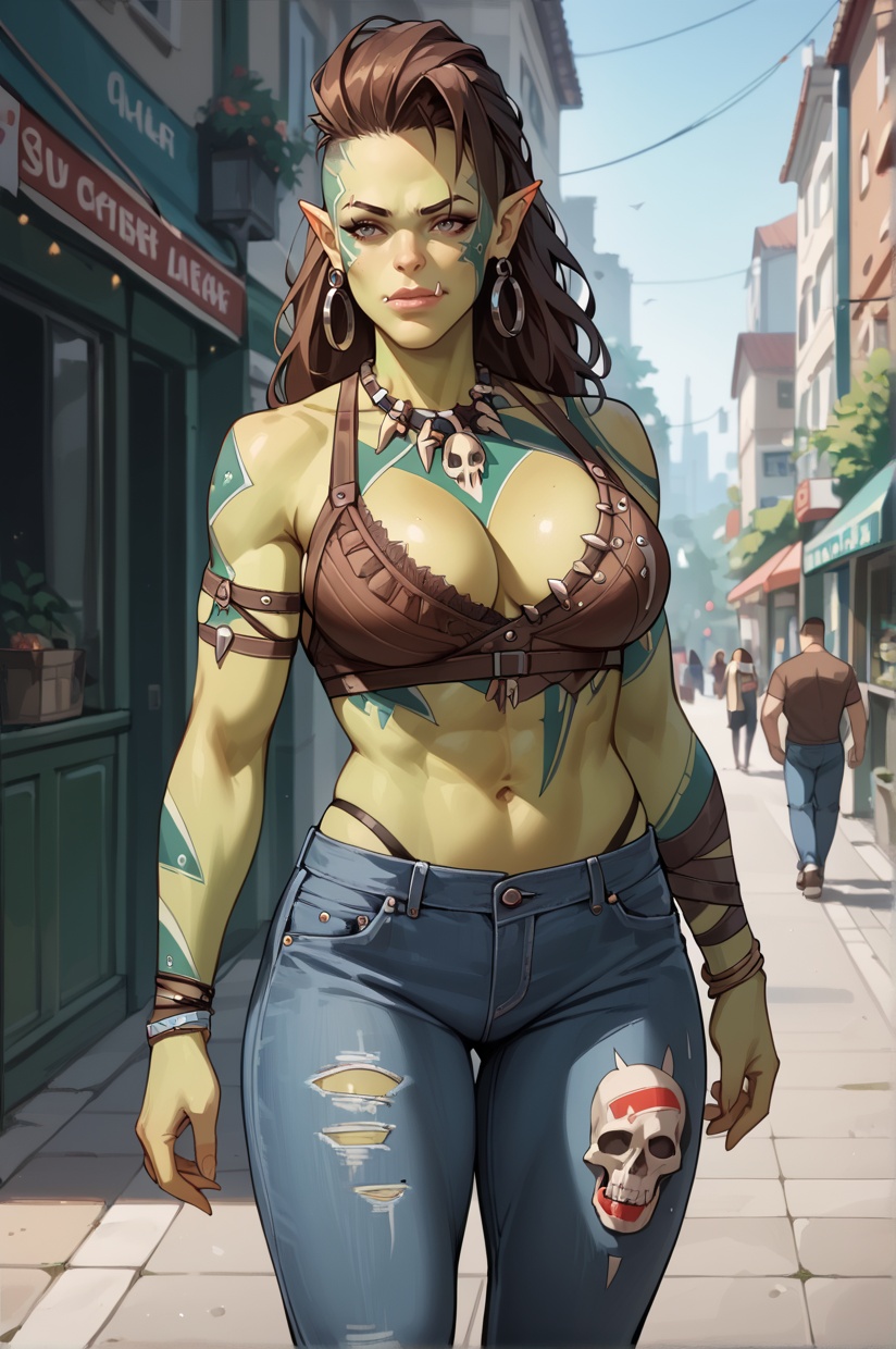 ZargalaRSL,  green skin,  large breasts on Tensor.Art