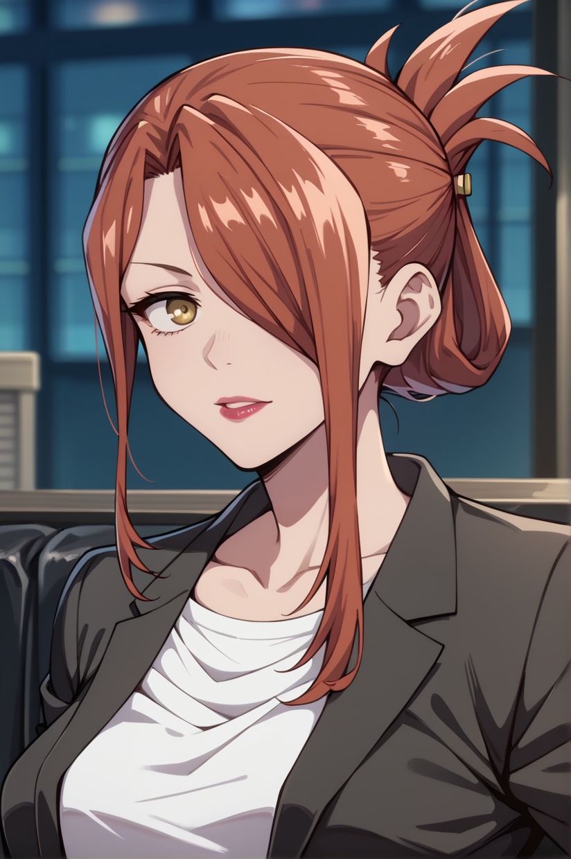 NikoHirata,  hair over one eye,  folded ponytail on Tensor.Art
