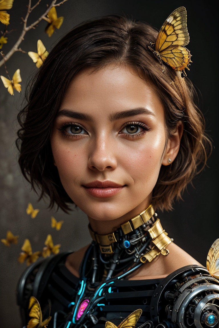 A (highly detailed,  elegant) portrait that seamlessly combines elements of digital photography and surreal painting. The...