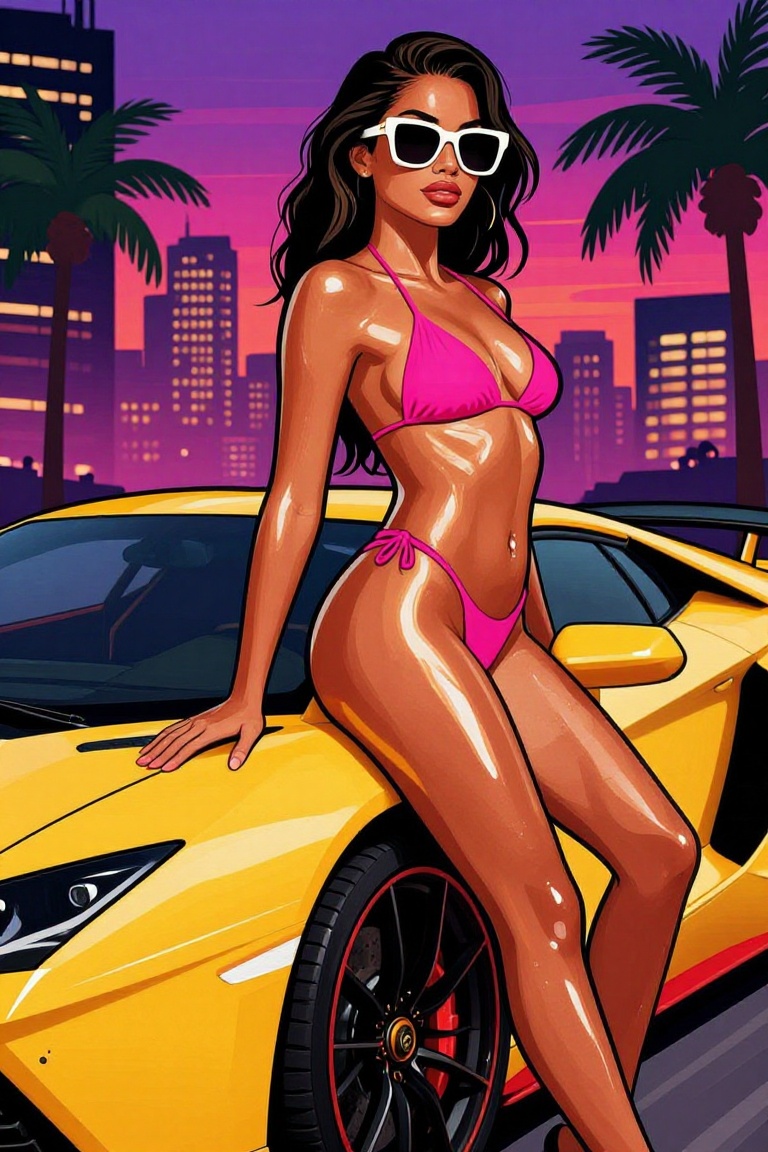 gta-gloss-style,  stylized urban illustration,  glossy skin on Tensor.Art