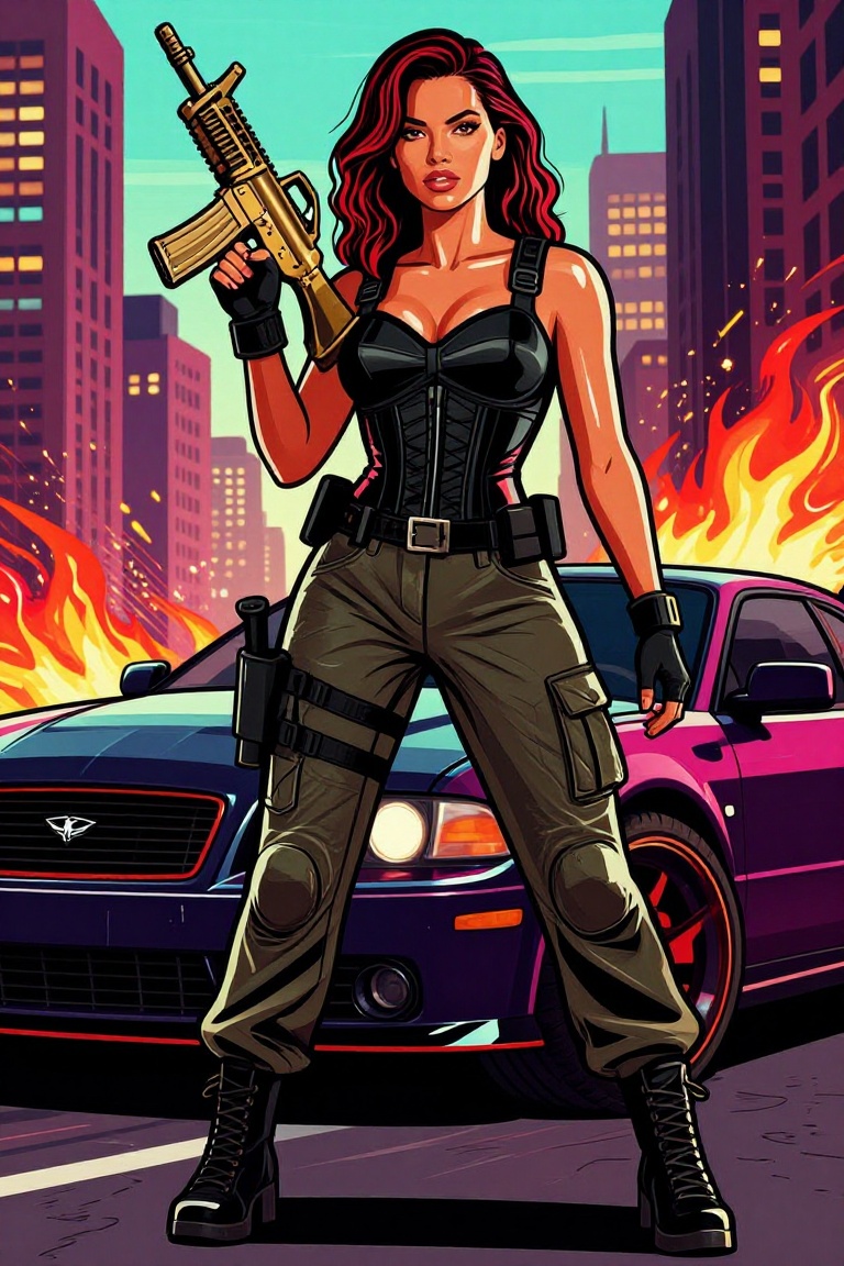 gta-gloss-style,  stylized urban illustration,  glossy skin on Tensor.Art