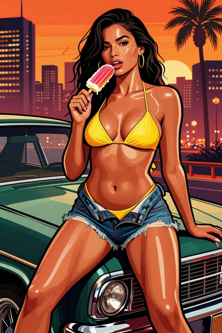 gta-gloss-style,  stylized urban illustration,  glossy skin on Tensor.Art