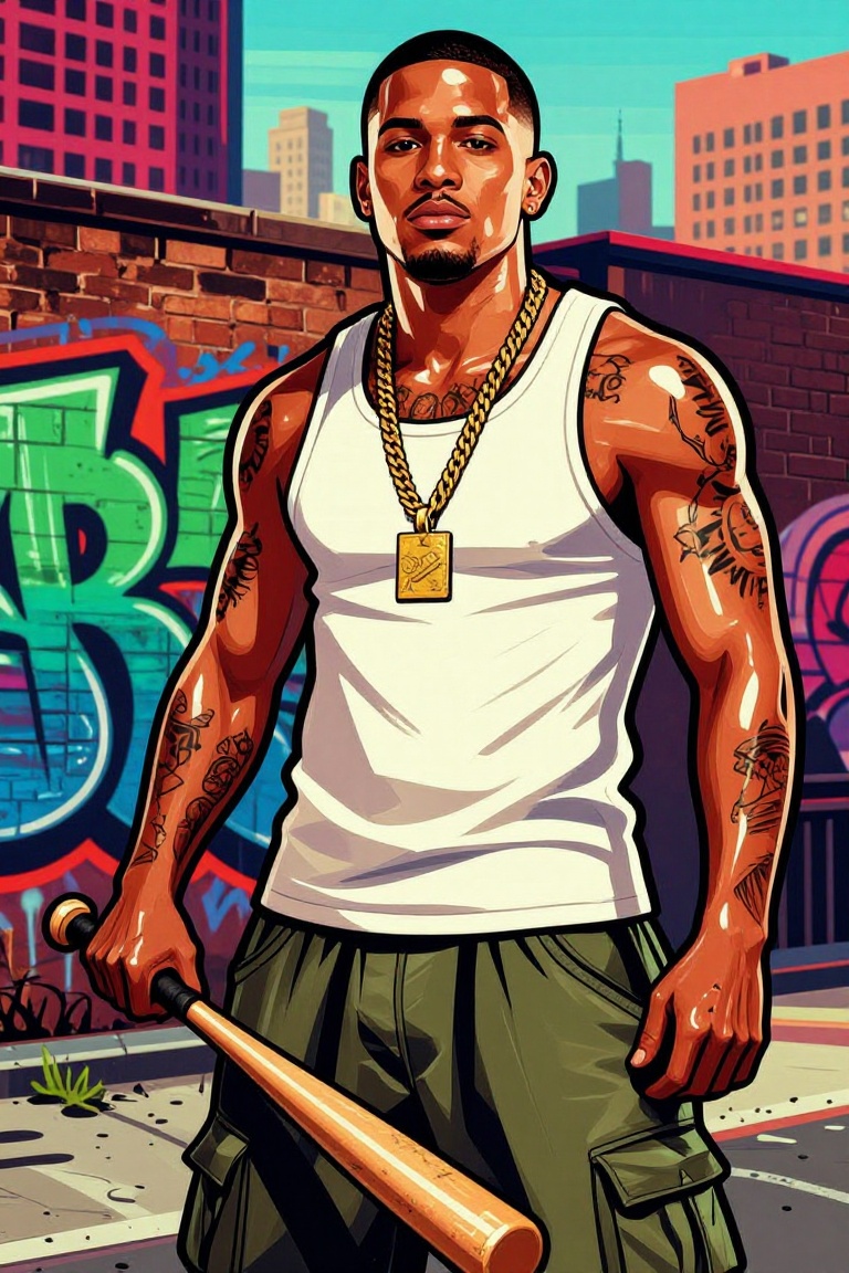 gta-gloss-style,  stylized urban illustration,  glossy skin on Tensor.Art