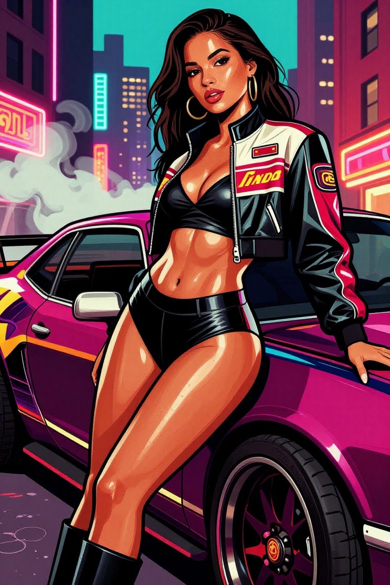 gta-gloss-style,  stylized urban illustration,  glossy skin on Tensor.Art