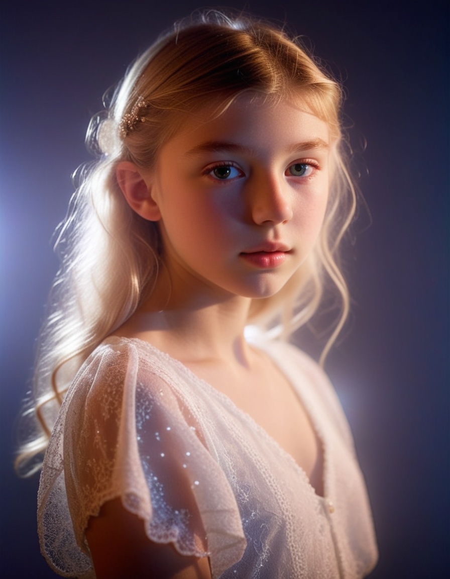 Beautifully lit portrait of a lovely teenage girl captured in an artistic manner by David Hamilton. The photograph highlig...