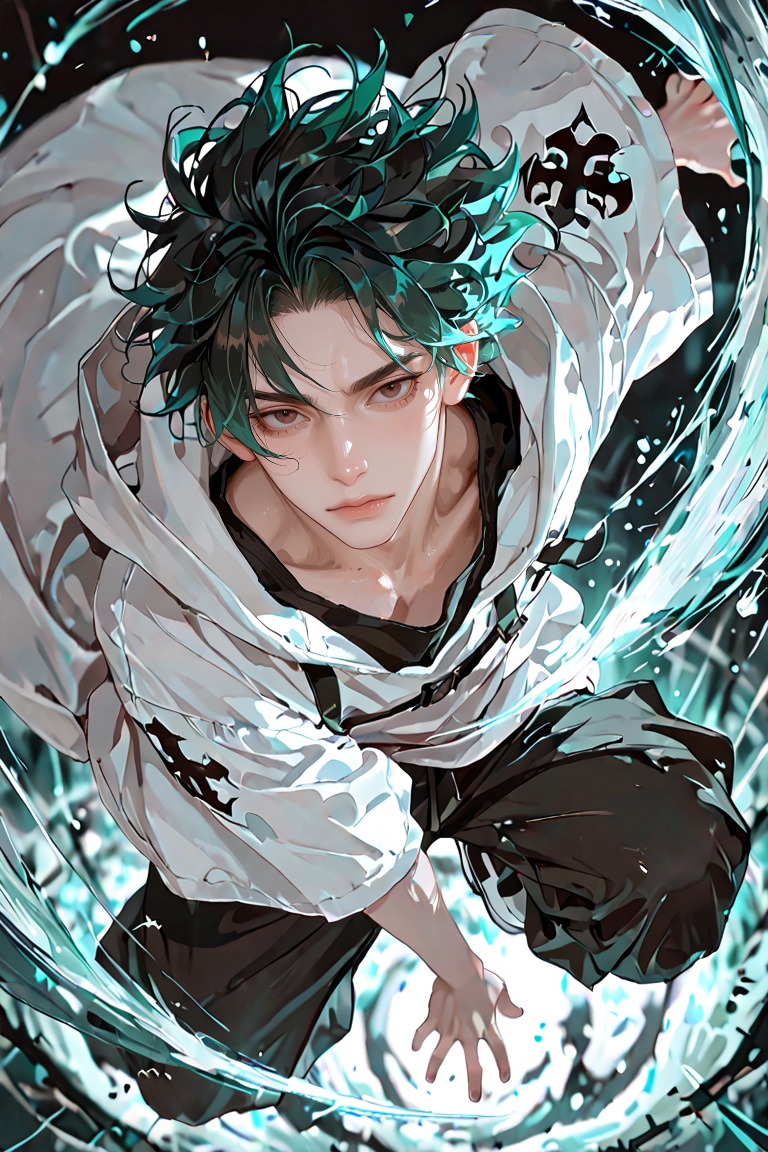 Twink-like young ***** boy,  green hair,  baggy clothes on Tensor.Art