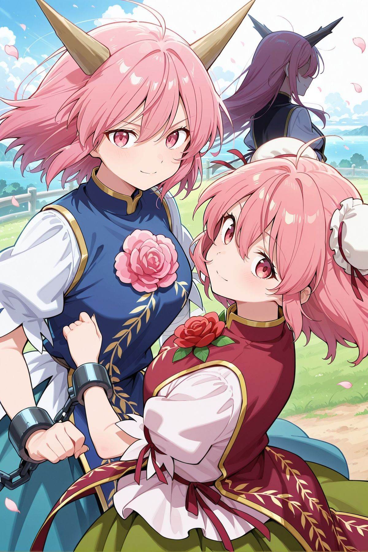 3girls,  side by side,  outdoors on Tensor.Art