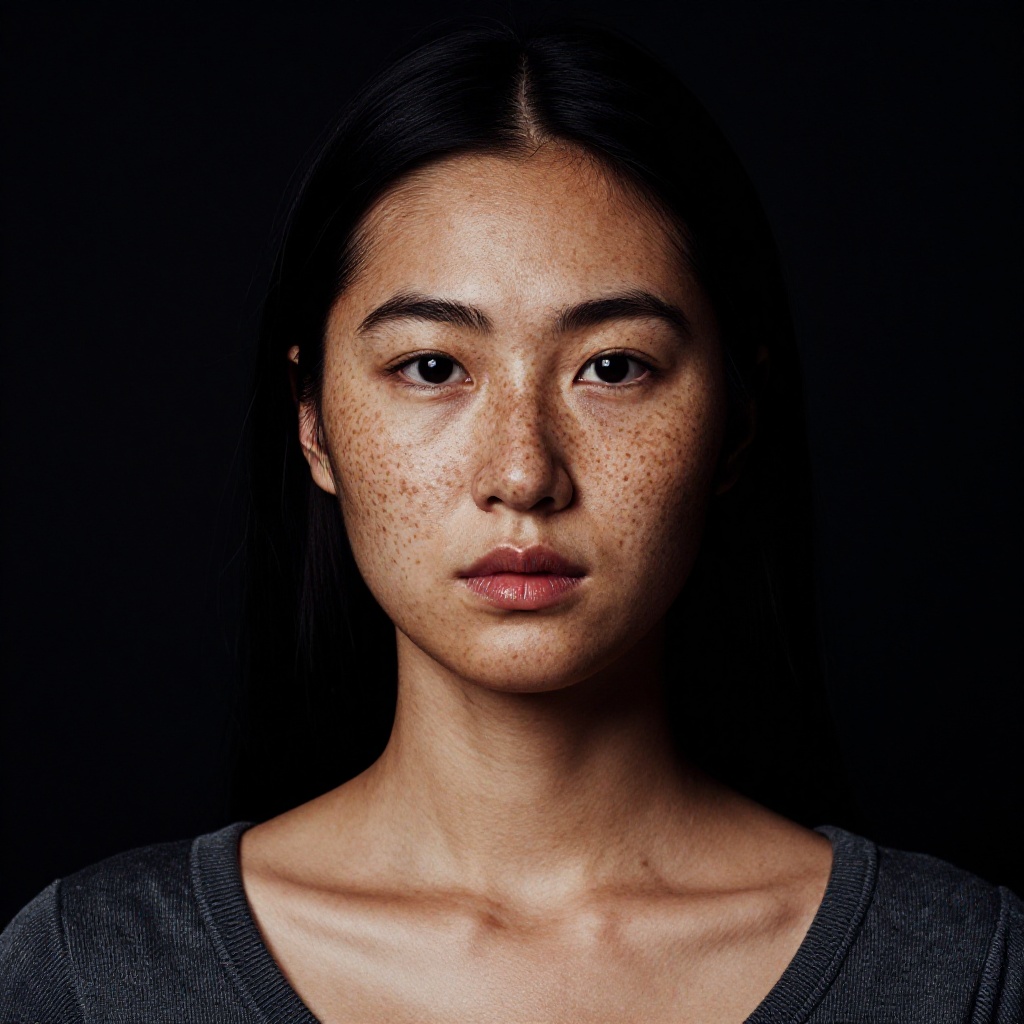 cinematic film still of cinematic style,  freckles cinematic style incredible life like cinematic image of a Asian modelin...