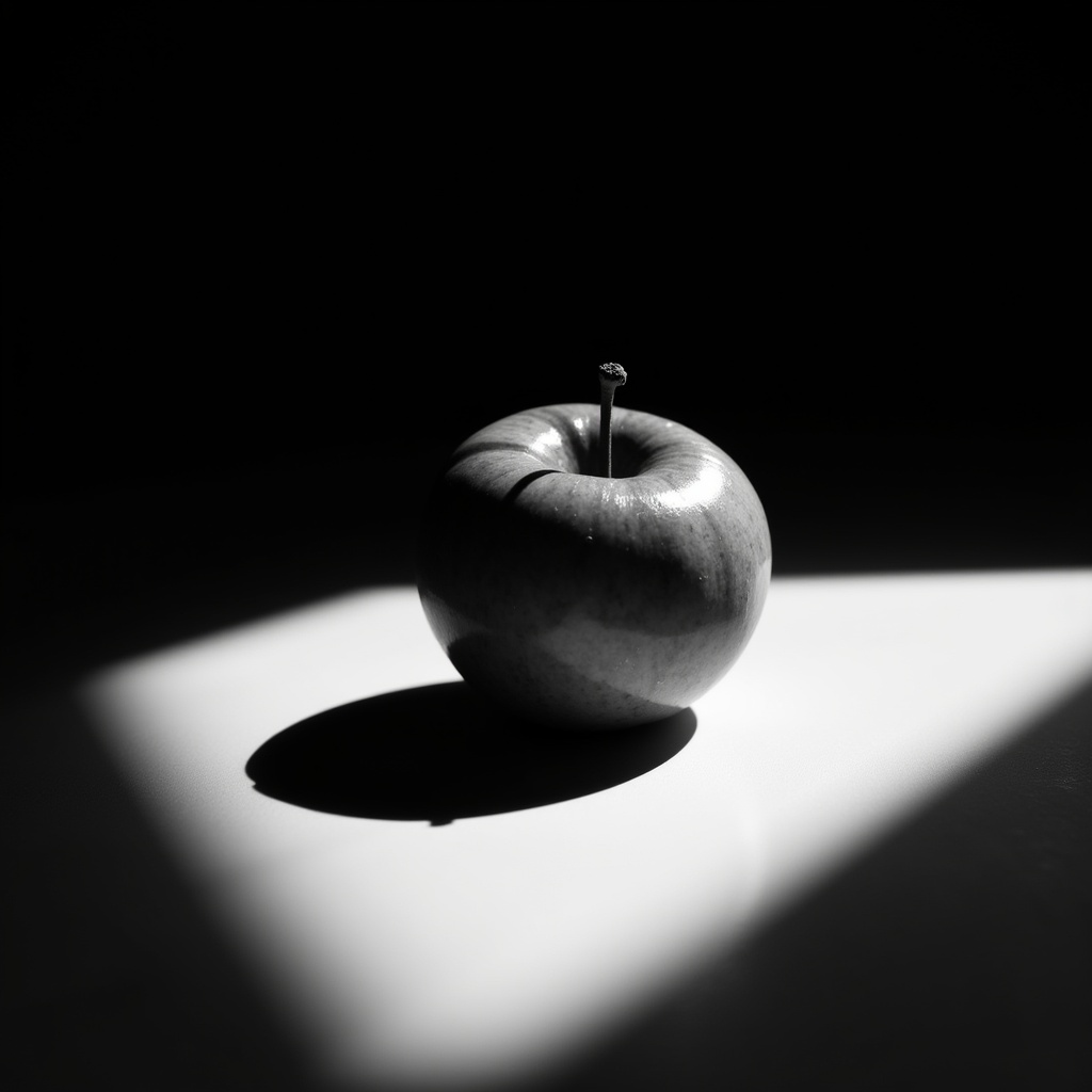 Chiaroscuro Lighting Style of a shadow of a fruit on a table,  sharp,  detailed on Tensor.Art