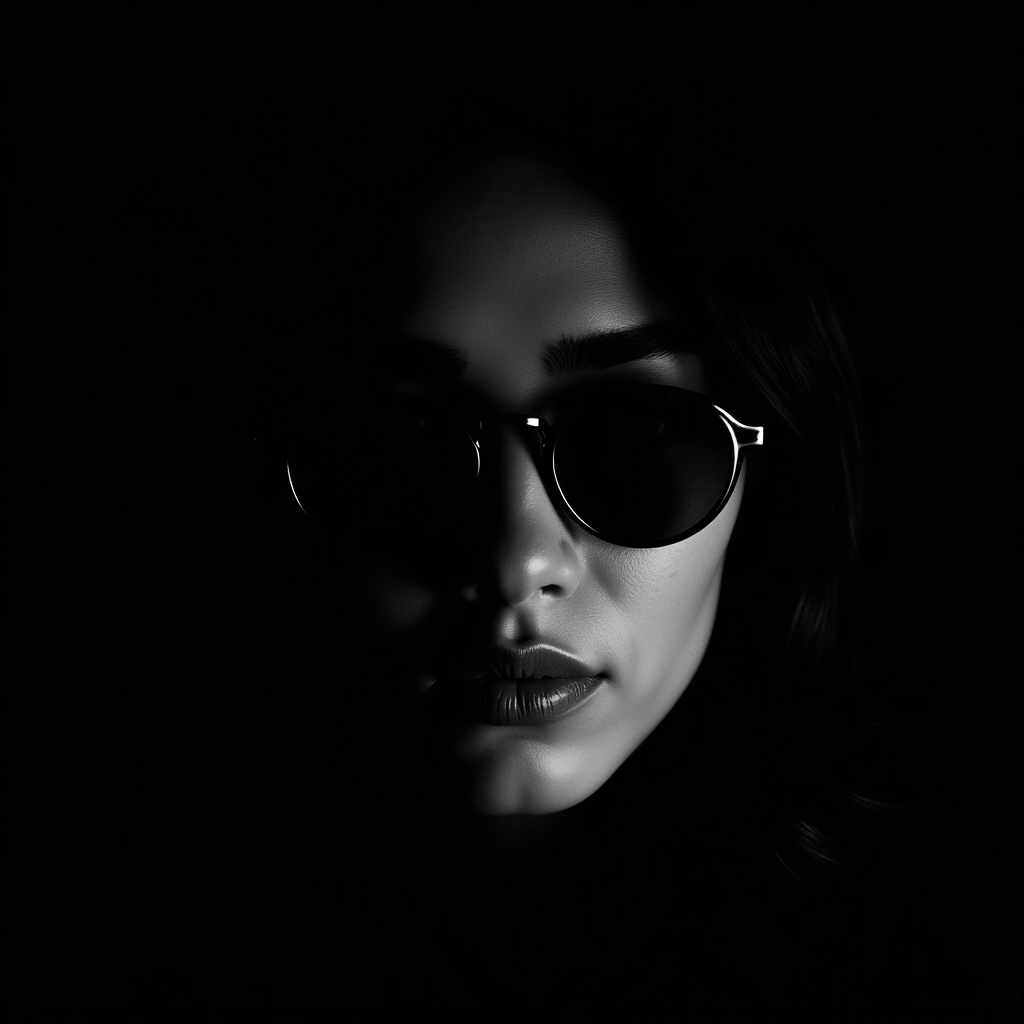 cinematic film still of Chiaroscuro Lighting Style of a woman with sunglasses on her face,  sharp,  detailed on Tensor.Art