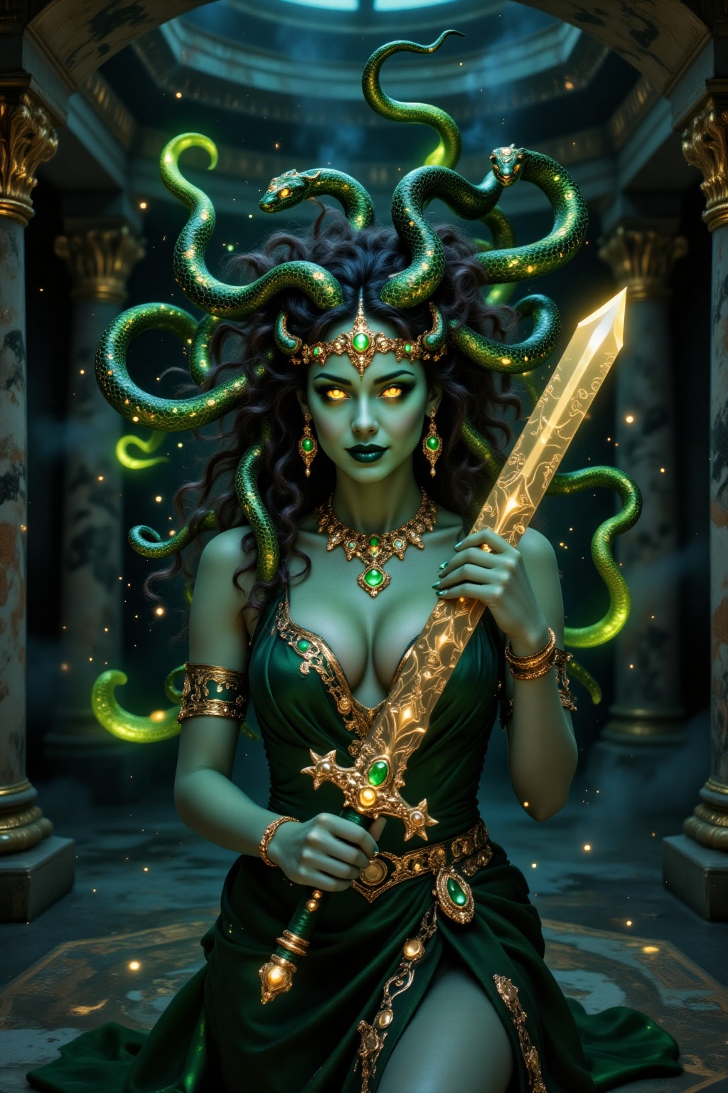 Highest quality,  ranked #1. Inspiration: Medusa. Image content: Medusa,  1 girl on Tensor.Art