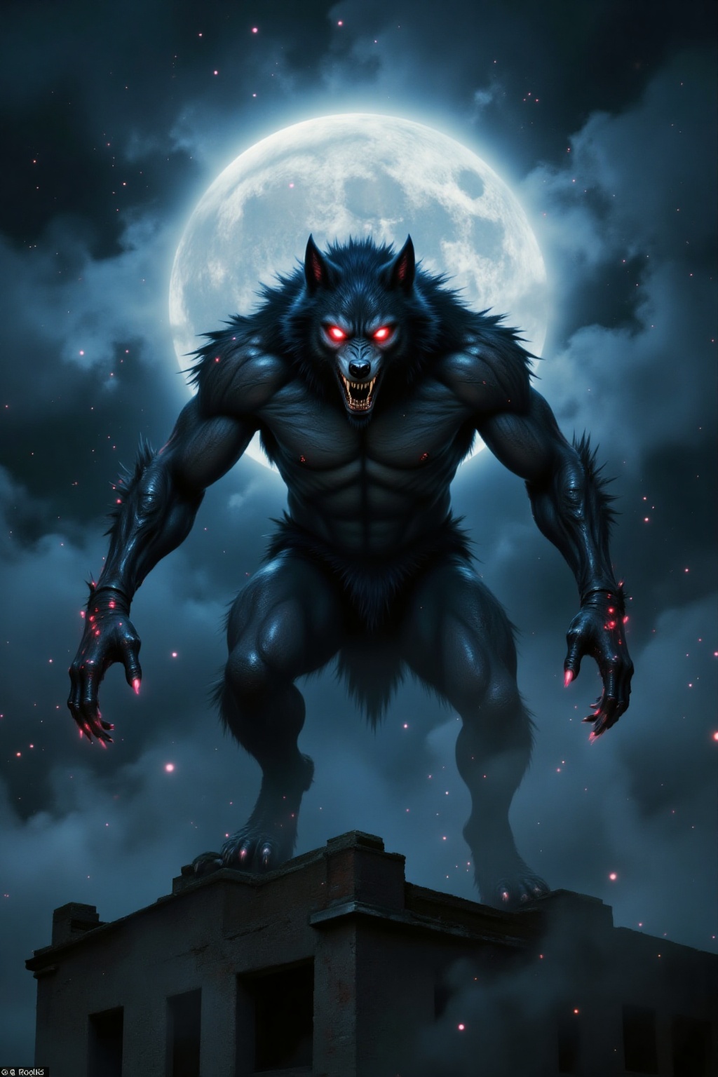 Score 9,  dark fantasy. The full moon is shining white. The werewolf,  seduced by the moonlight on Tensor.Art