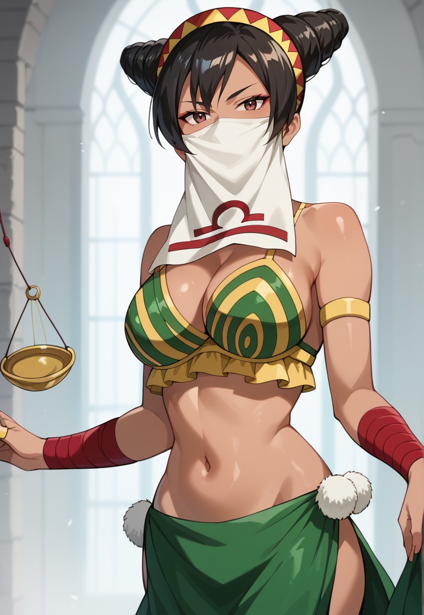 LibraFT,  black hair,  cleavage on Tensor.Art