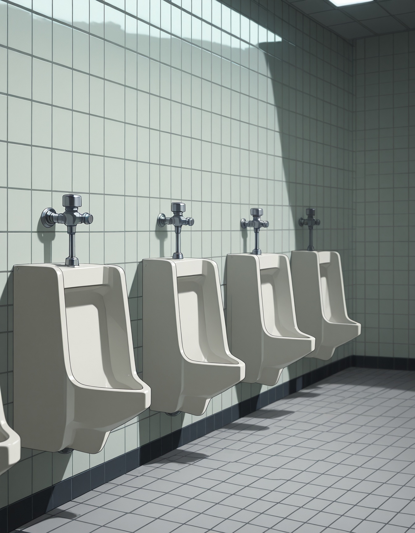 public restroom,  tiled wall,  tiled floor on Tensor.Art