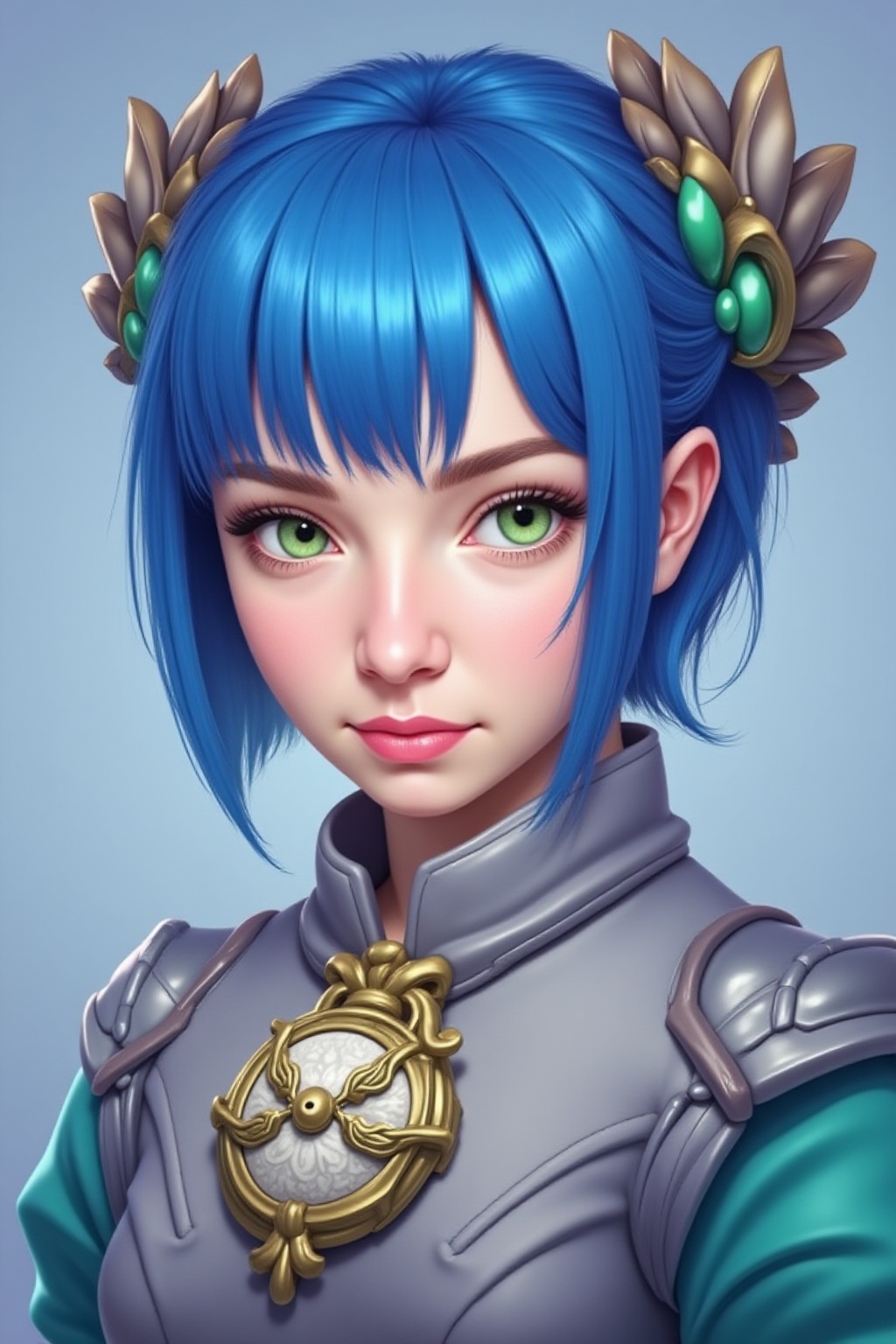 lilyaohwx,  portrait,  blue hair on Tensor.Art