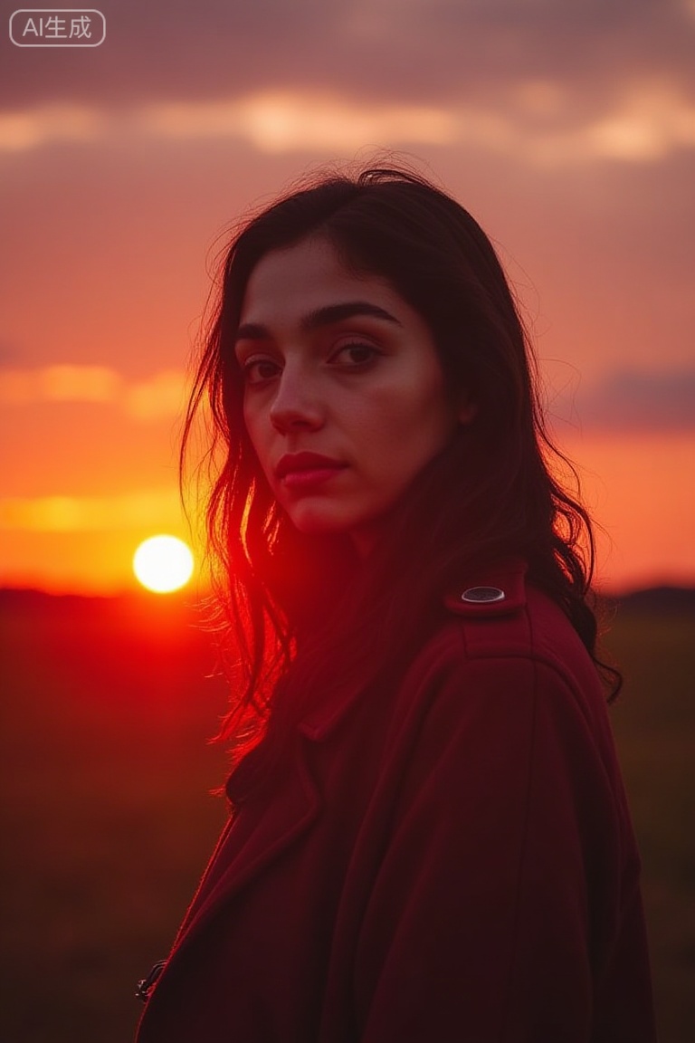 1girl, sunset detailed, surreal dramatic lighting shadow (lofi, analog, kodak film) by Brandon Woelfel for cgart mayfly\(model\) test