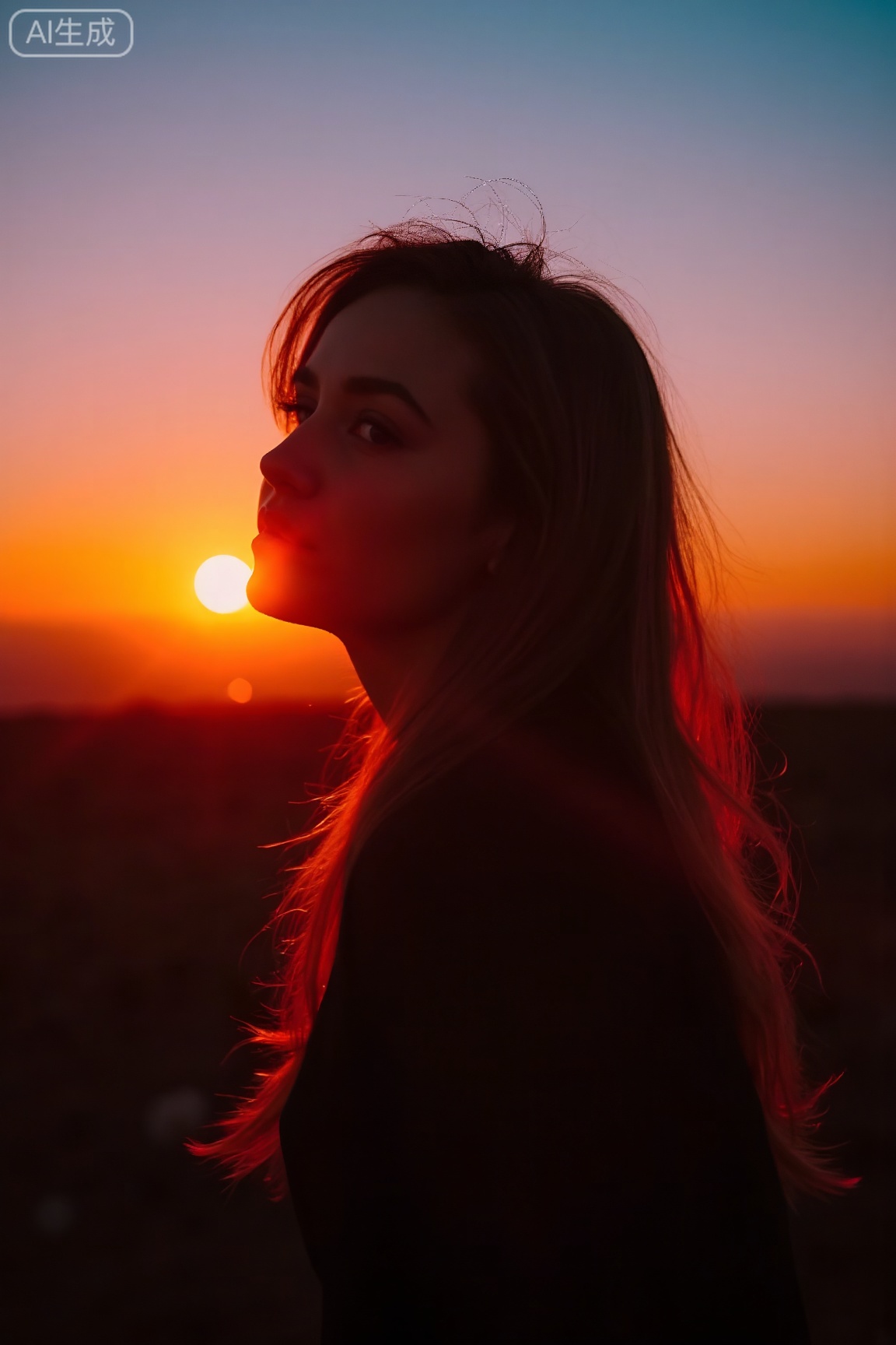 1girl, sunset detailed, surreal dramatic lighting shadow (lofi, analog, kodak film) by Brandon Woelfel for cgart mayfly\(model\) test