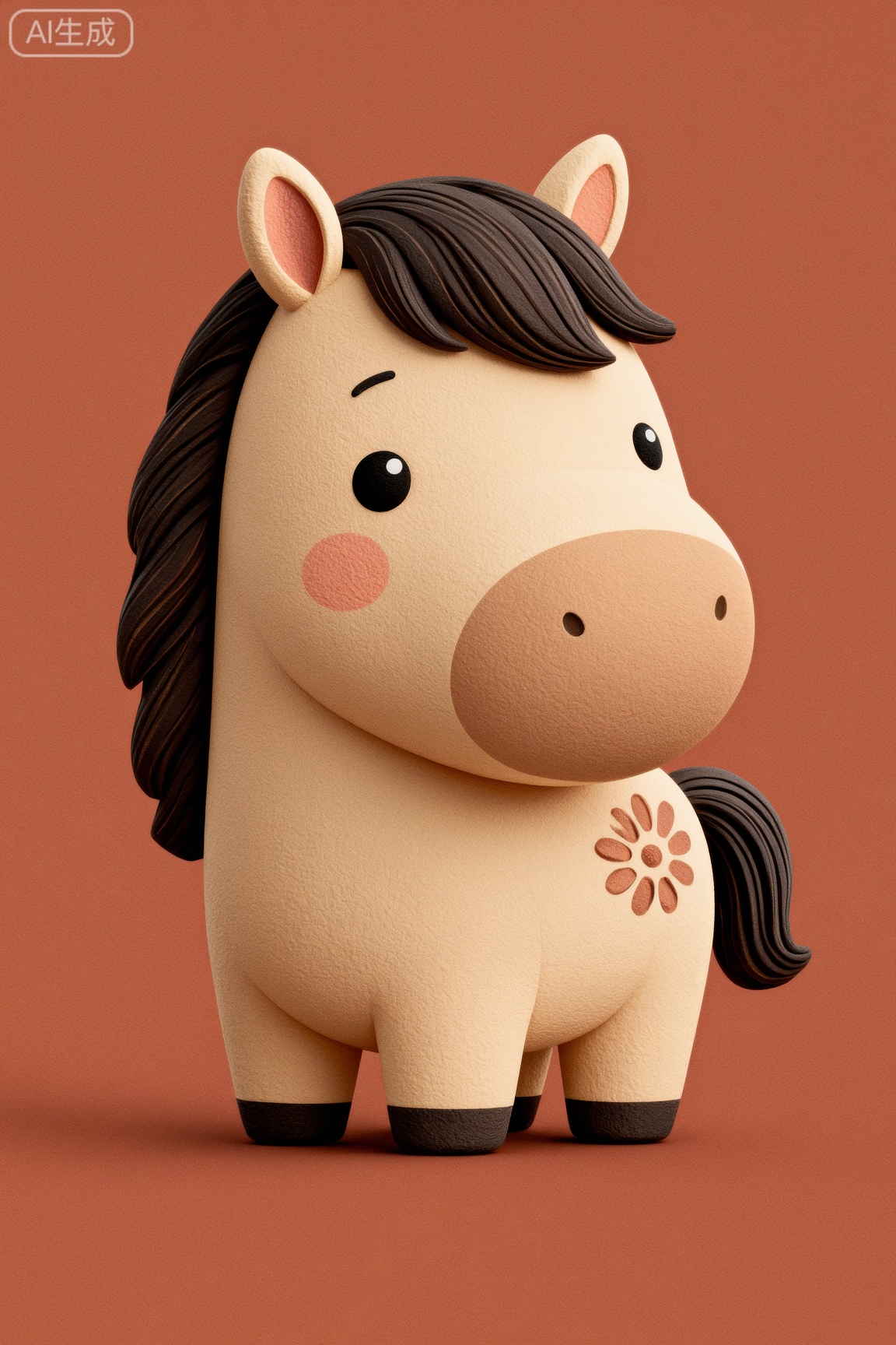 一匹可爱的卡通马,