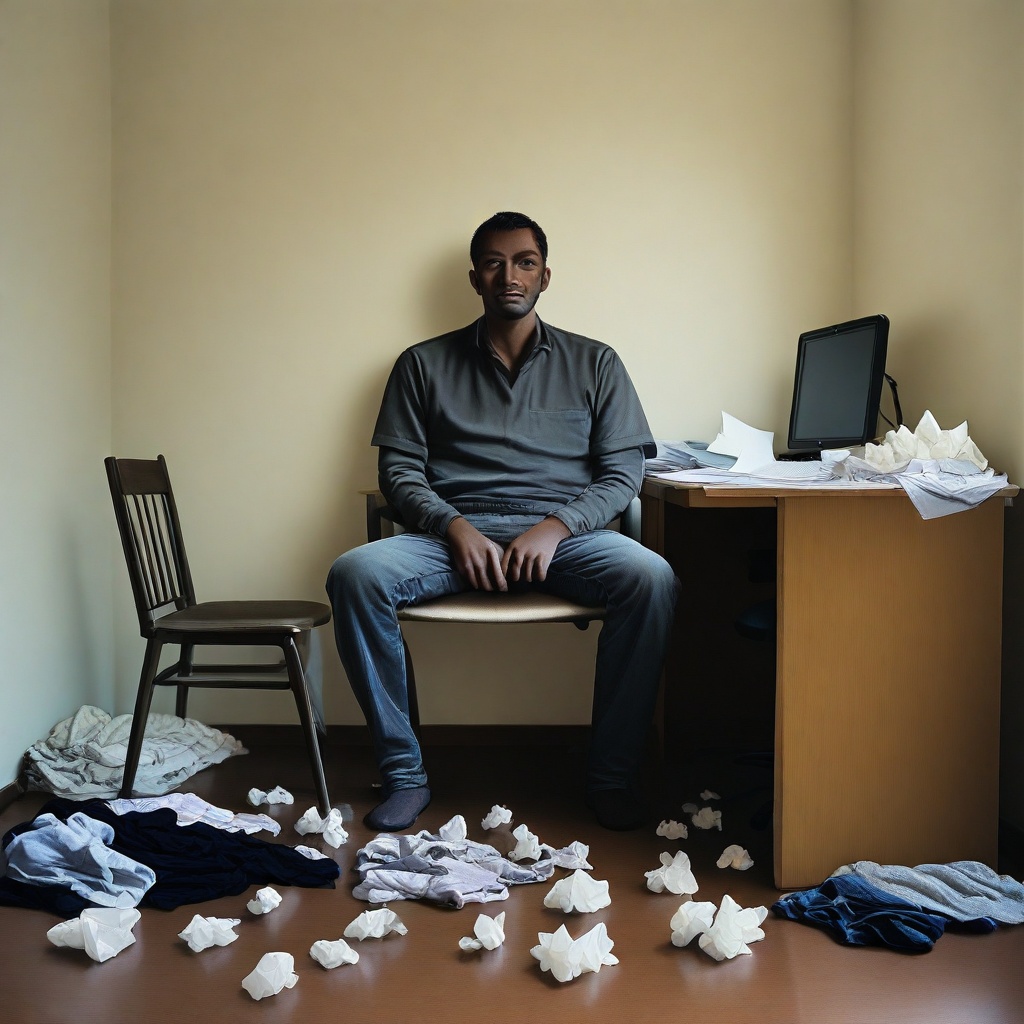 messy room,  unworn clothes,  used tissue on Tensor.Art