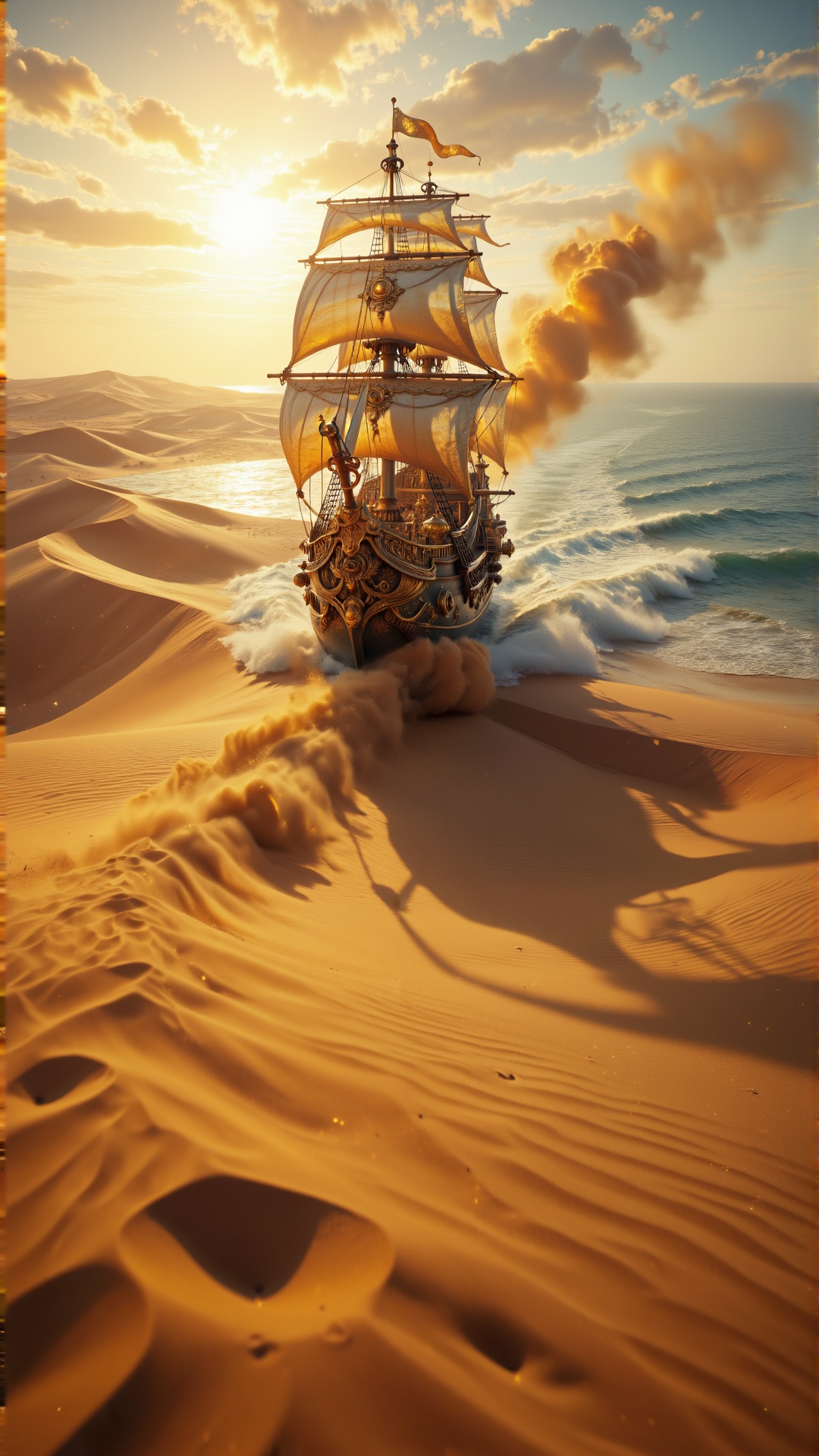 Photoreal cinematic,  highly realistic,  The ship is moving forward on Tensor.Art