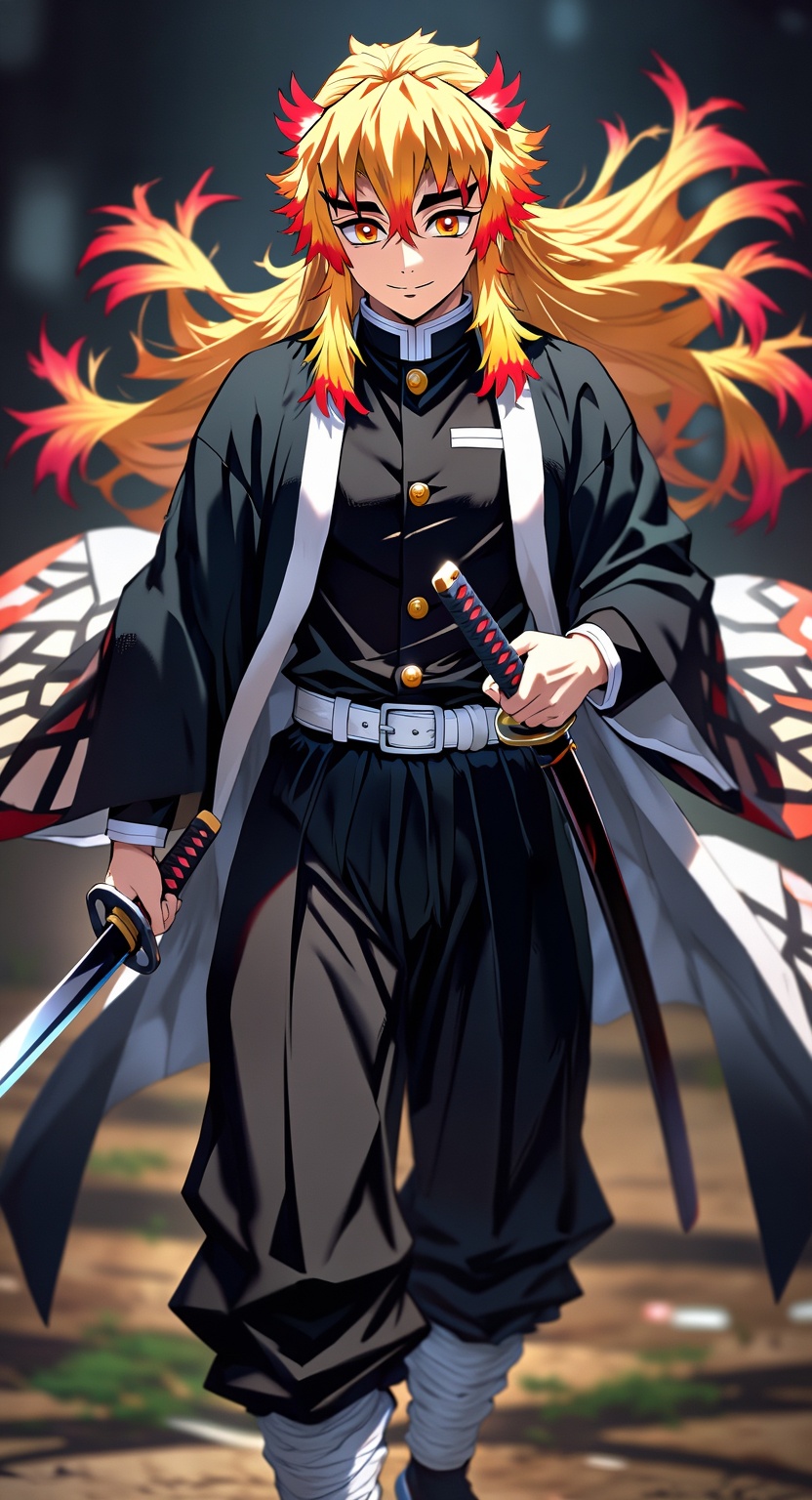 rengoku kyoujurou,  1boy,  belt on Tensor.Art