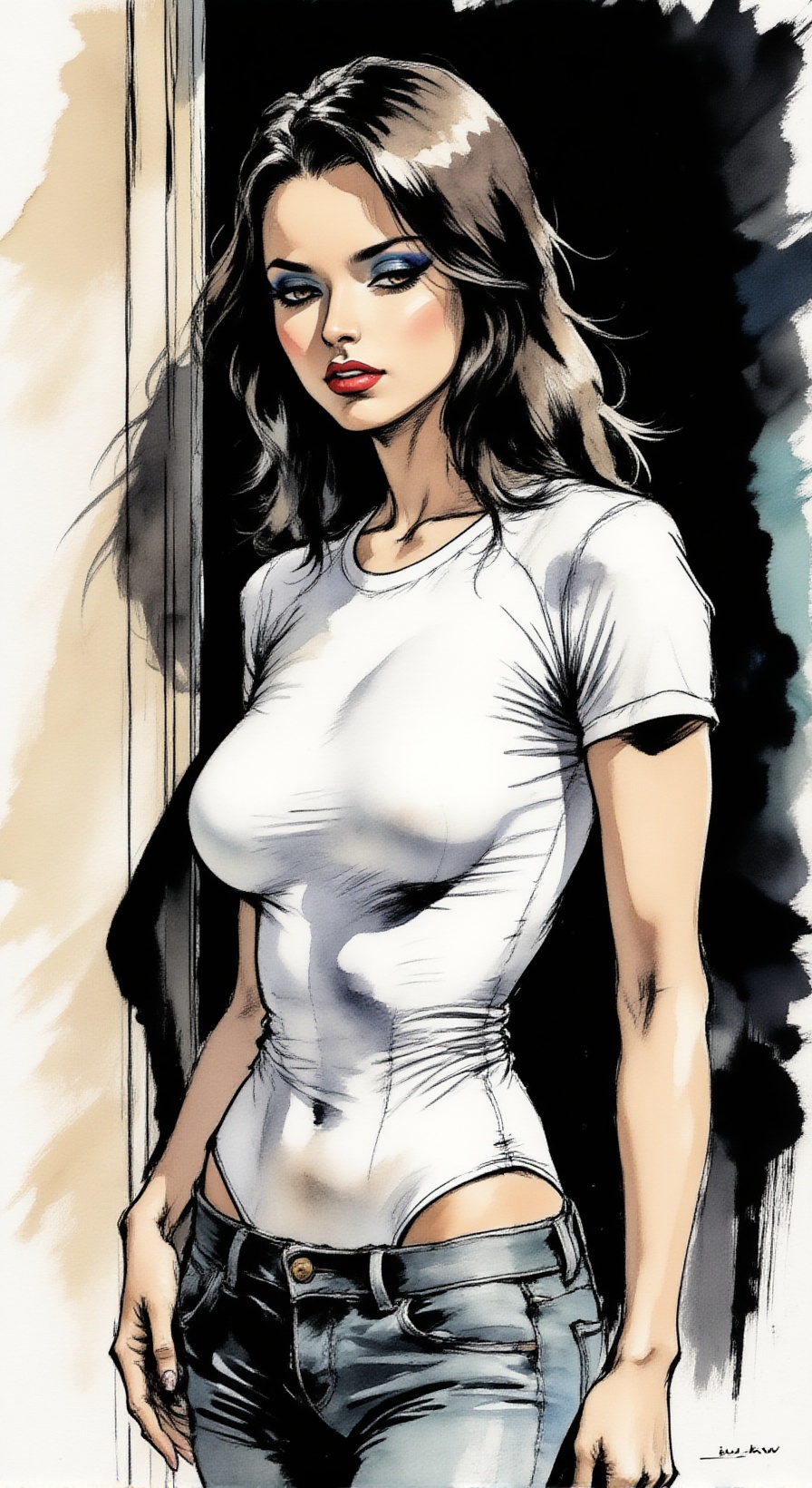 21 year old,  long hair,  narrow waist on Tensor.Art