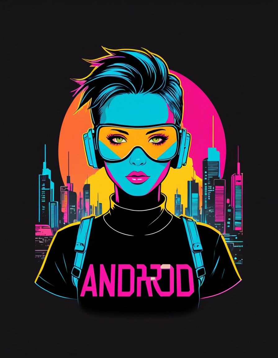 ehtshirt5,  android woman in a cyberpunk city on Tensor.Art