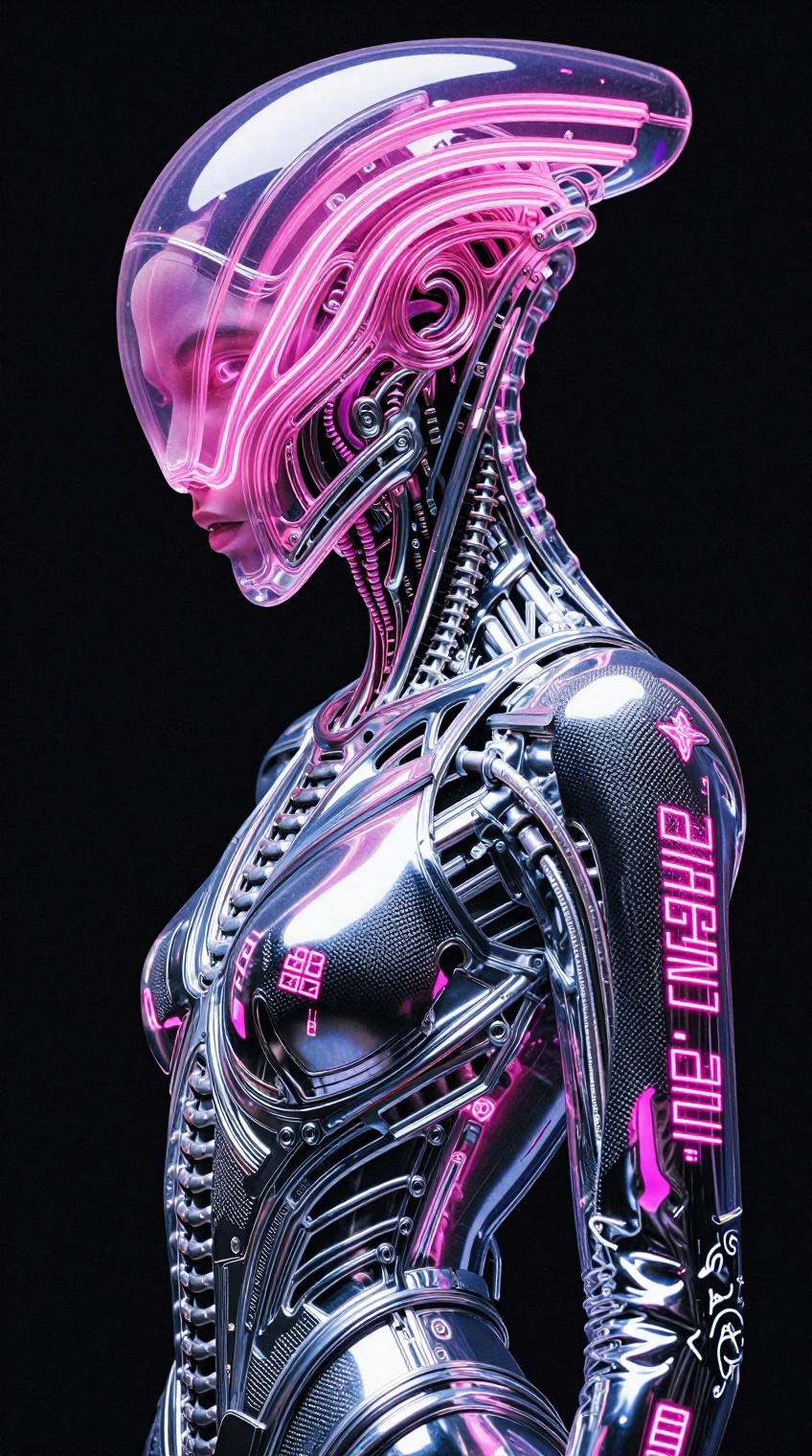 A hyper-realistic,  high-fashion XENOPUNK portrait captured with a full-frame DSLR camera,  90mm telephoto prime lens on T...