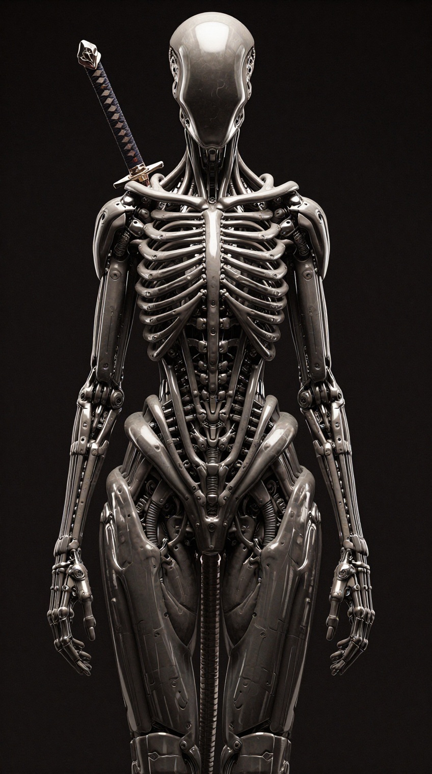 A female biomechanical XENOMORPH ASSASSIN,  standing upright,  frontal view on Tensor.Art