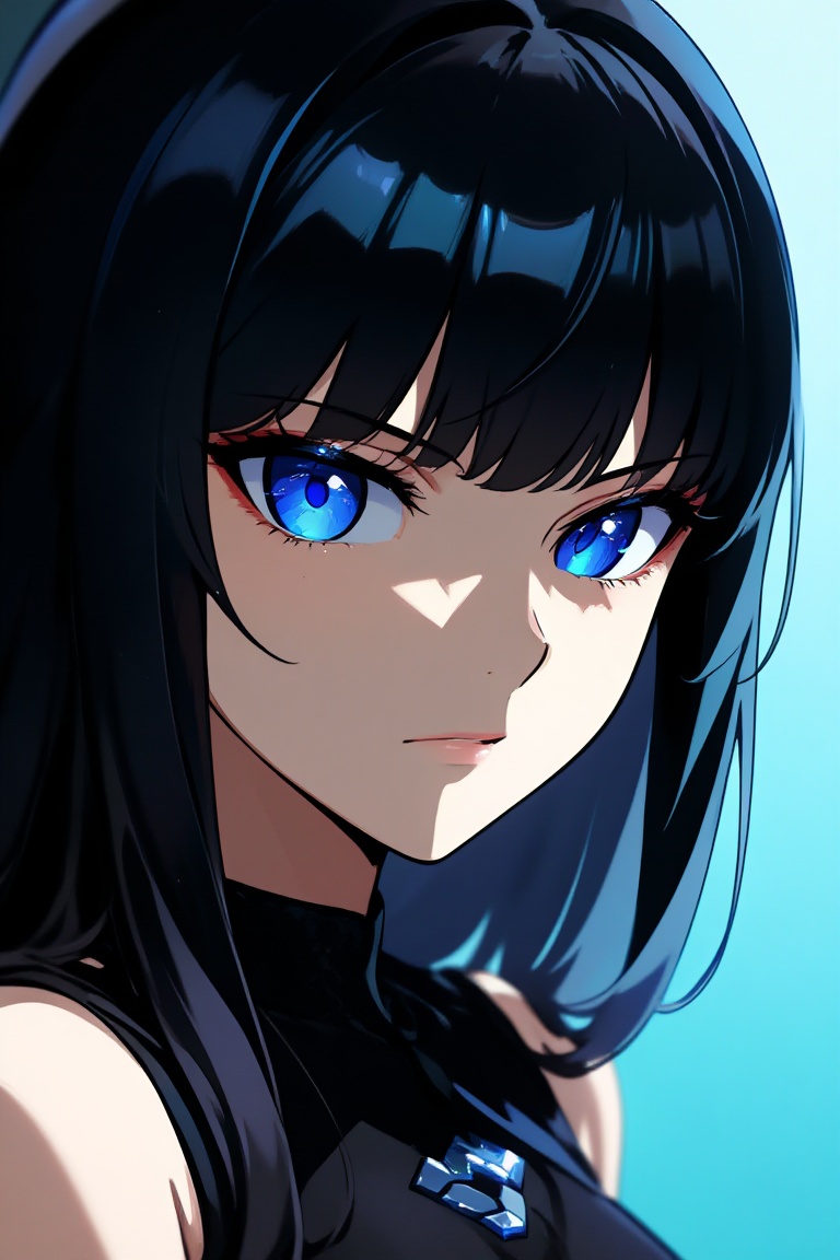 anime style black haired girl,  face close up on Tensor.Art