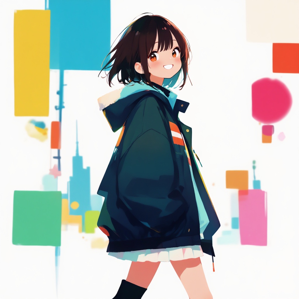 anime pop girl,  casual street fashion,  oversized jacket on Tensor.Art