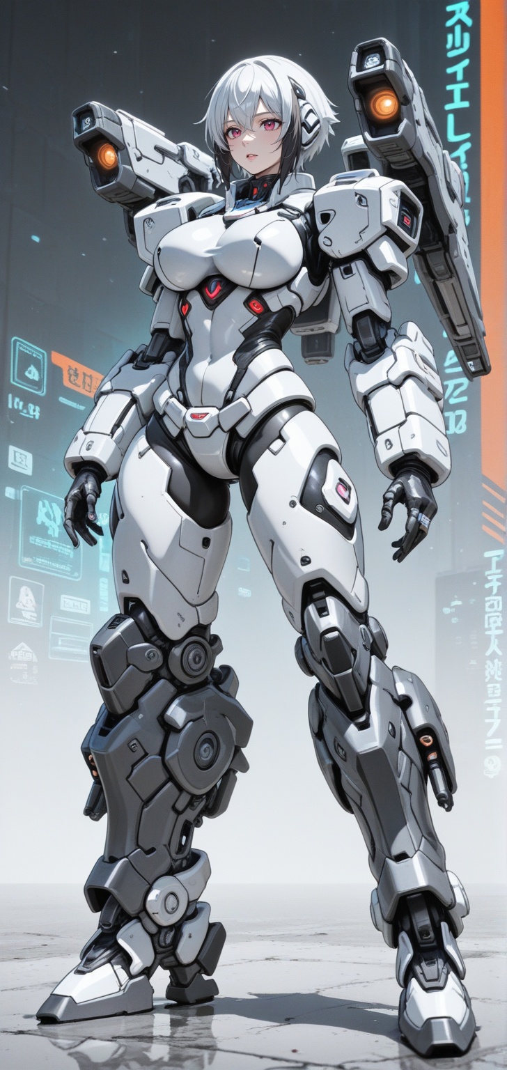 A futuristic humanoid-mech hybrid character with intricate mechanical details. The character has a sleek,  armored appeara...